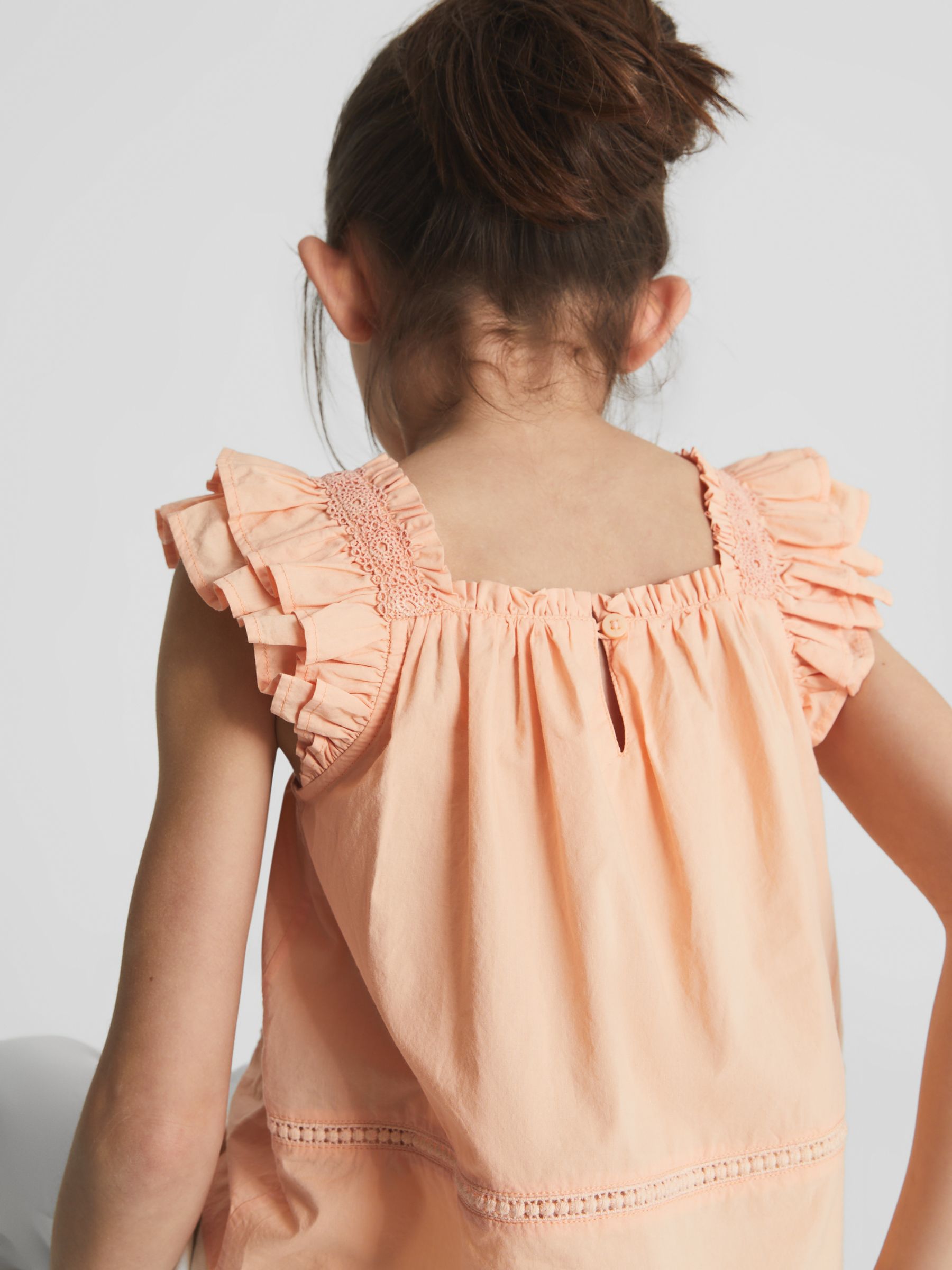 Ruffle Shoulder Top in Orange - Image 6 of 7