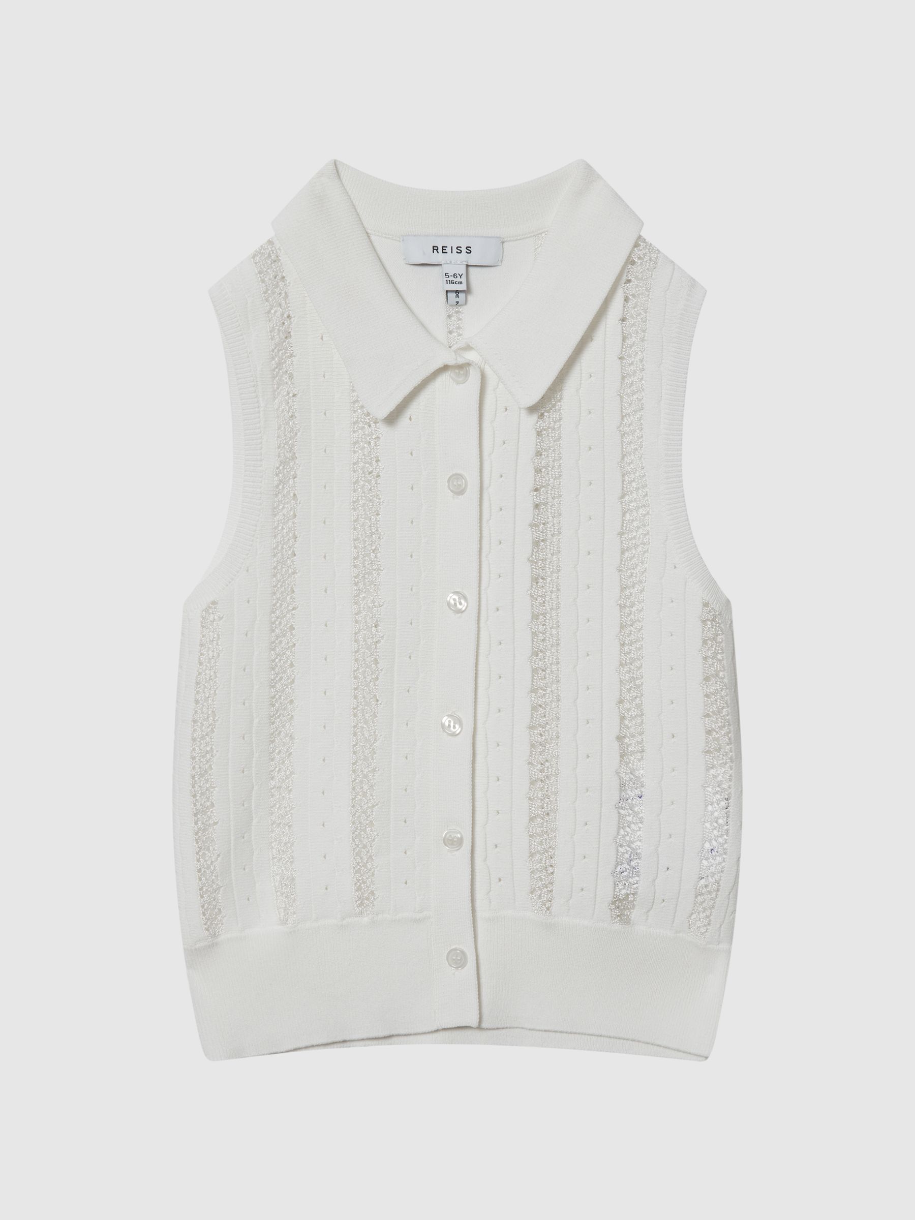 Knitted Button Through Cami Top in Ivory - Image 2 of 6