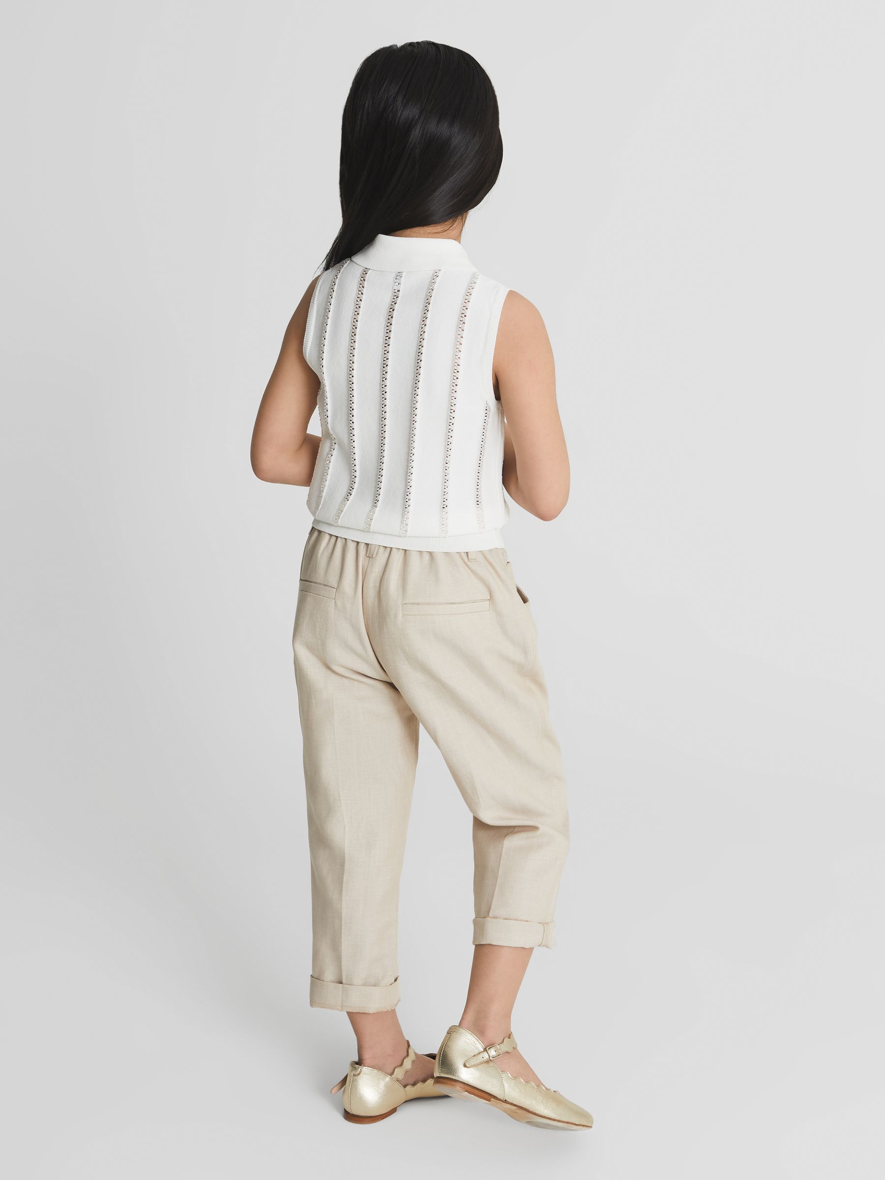 Knitted Button Through Cami Top in Ivory - Image 5 of 6