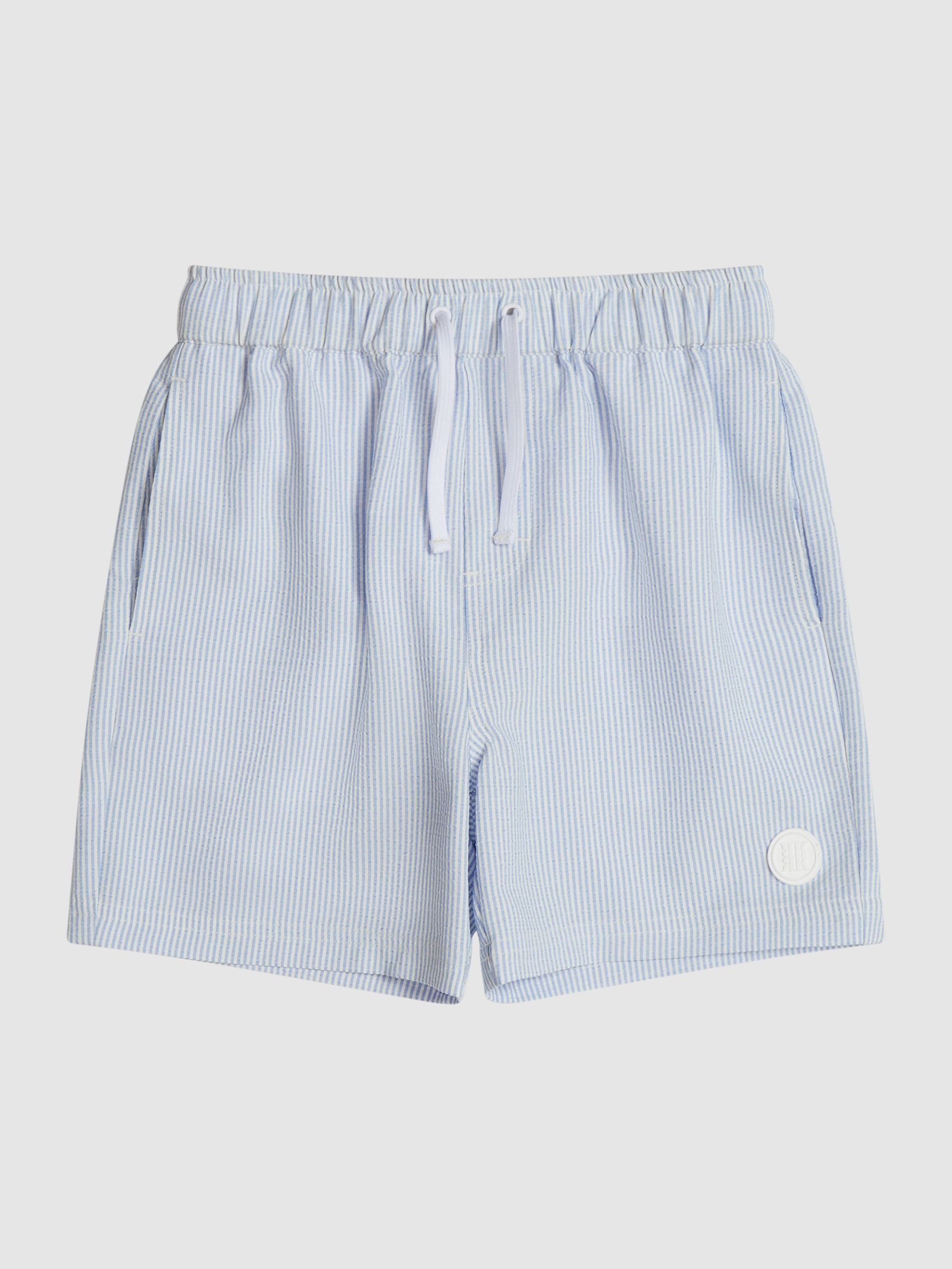 Seersucker Stripe Swim Shorts in Sky Blue/White - Image 2 of 7