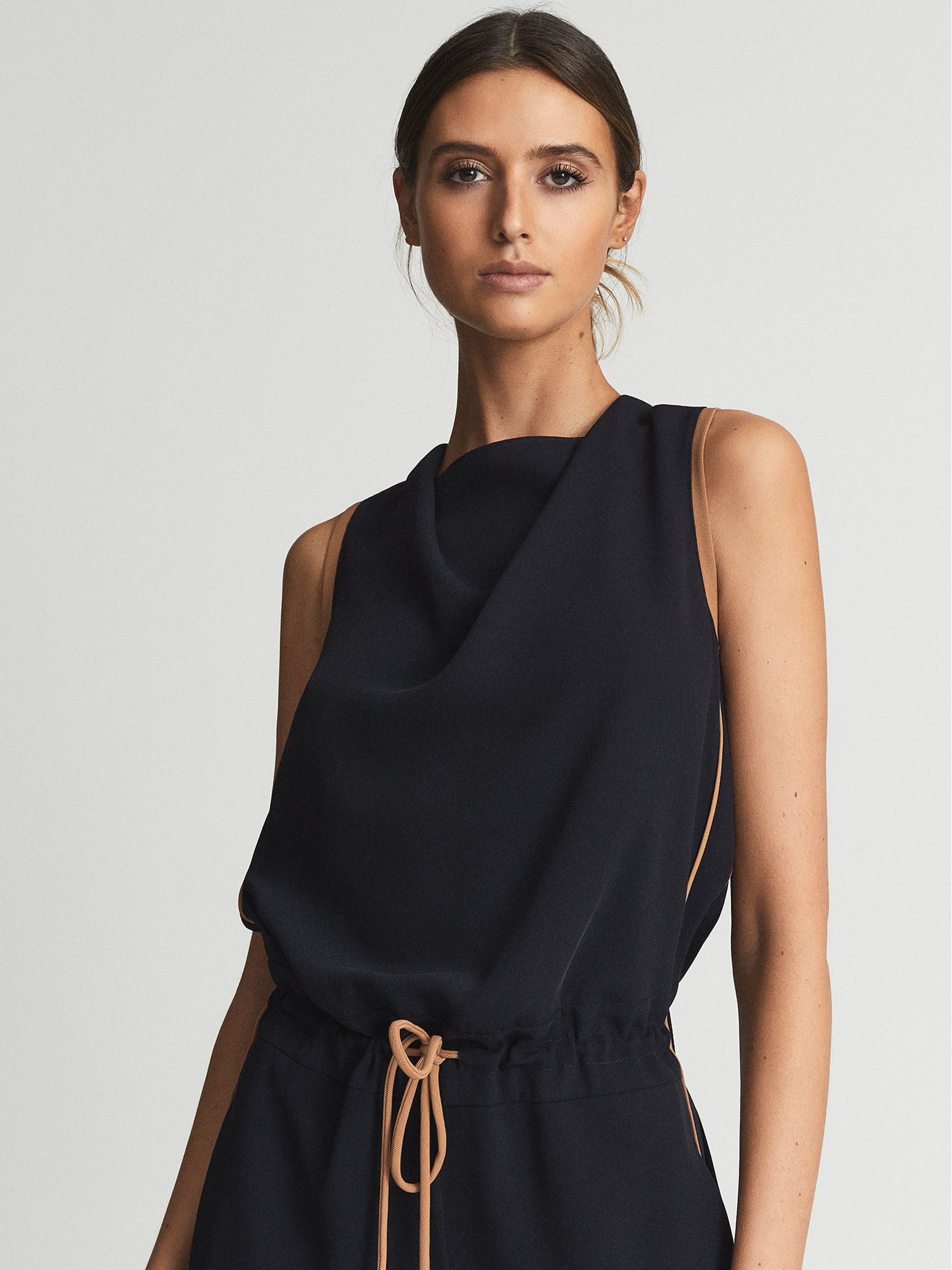 Side Stripe Jumpsuit in Navy/Camel - Image 7 of 7