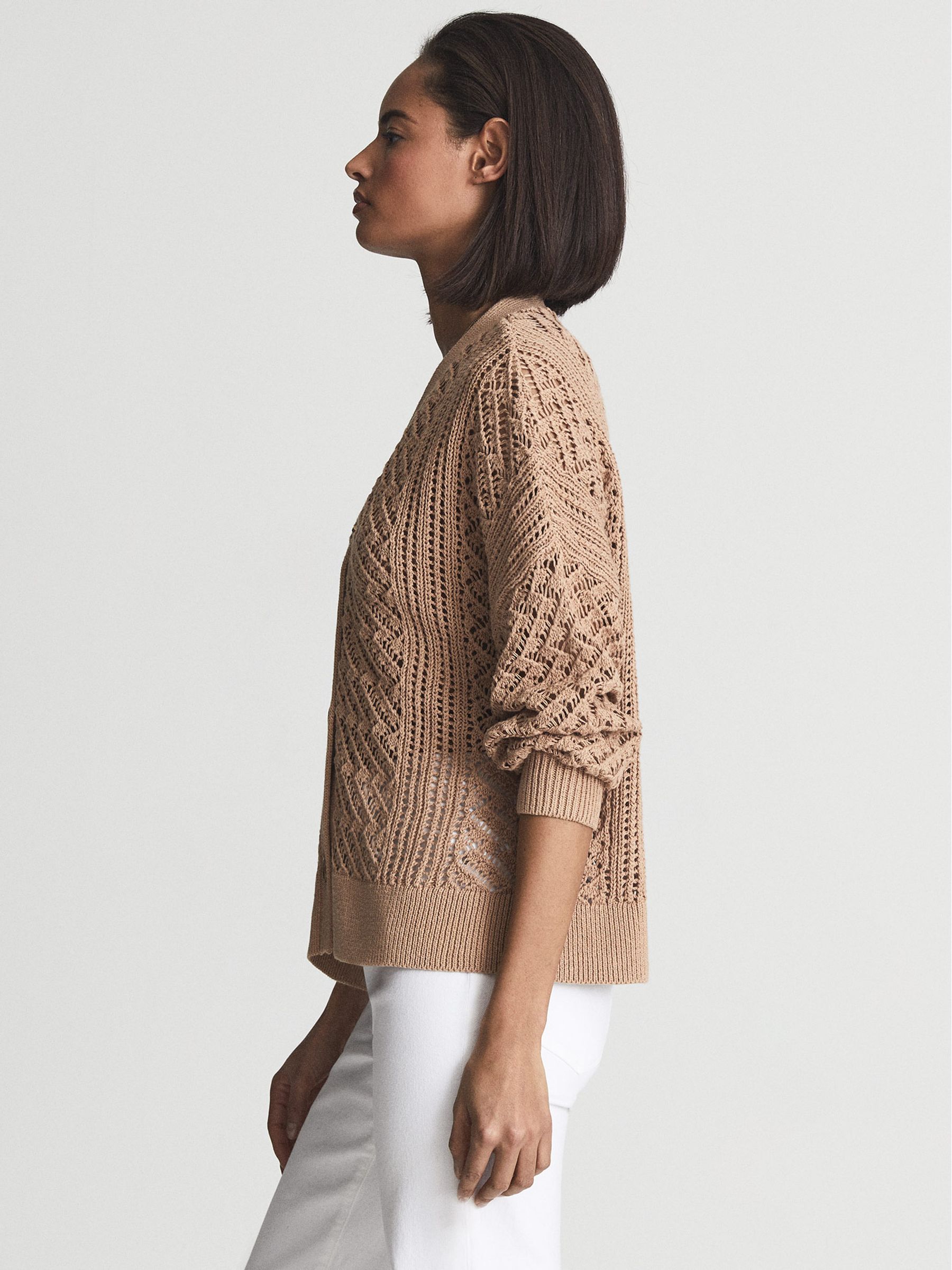 Cable Knit Cardigan in Camel - Image 6 of 7