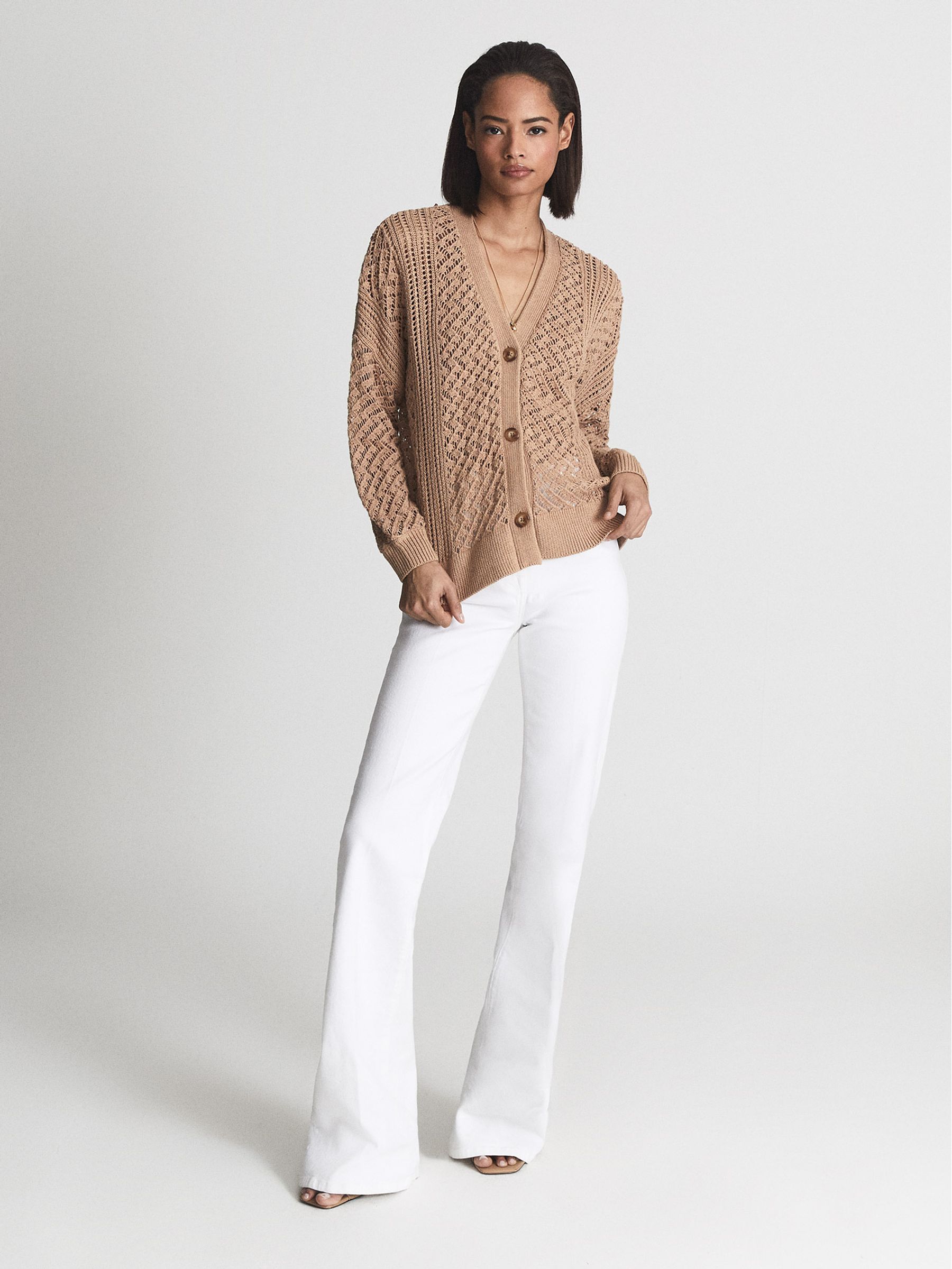 Cable Knit Cardigan in Camel - Image 7 of 7
