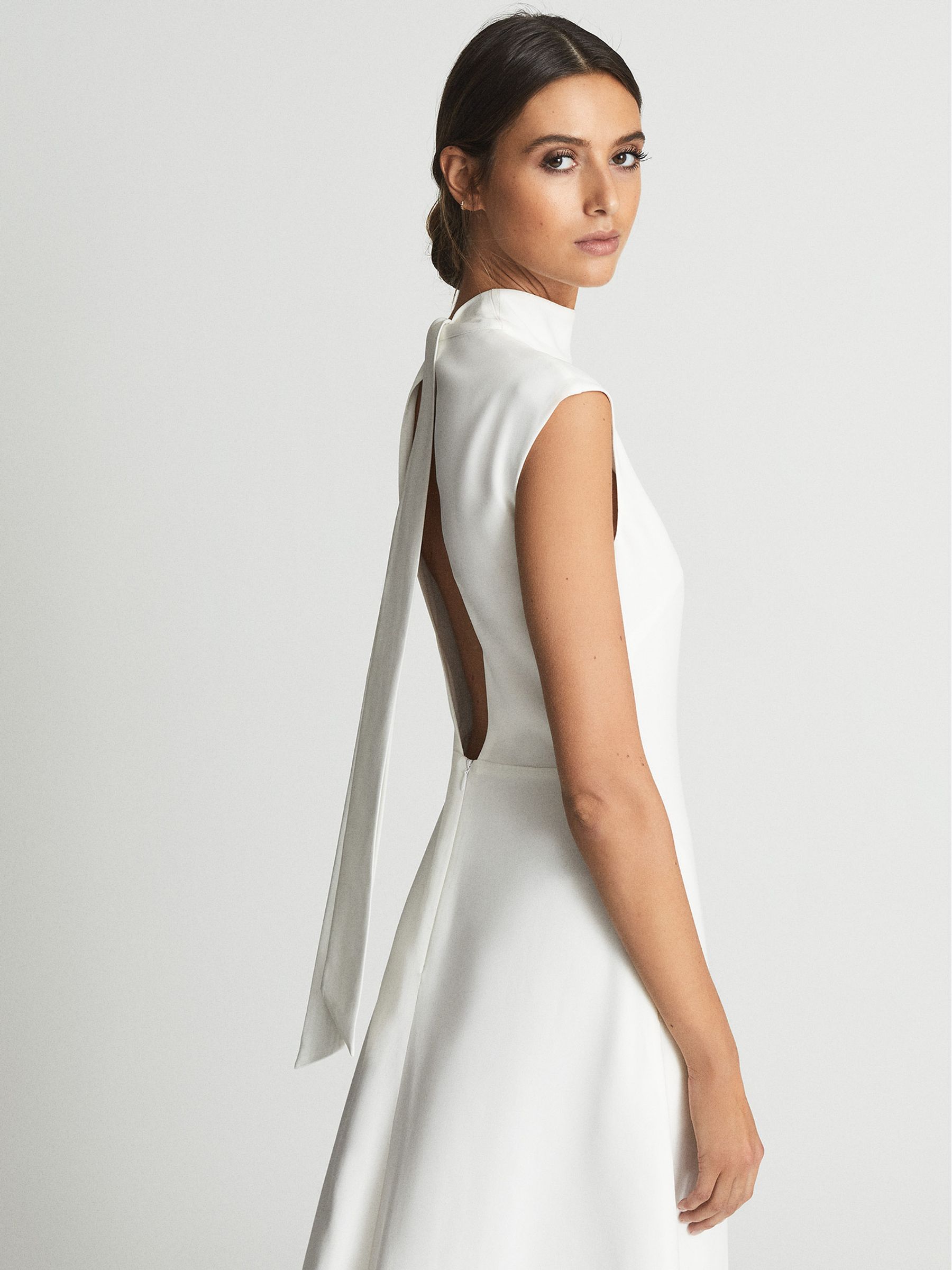Petite Open Back Midi Dress in White - Image 3 of 6
