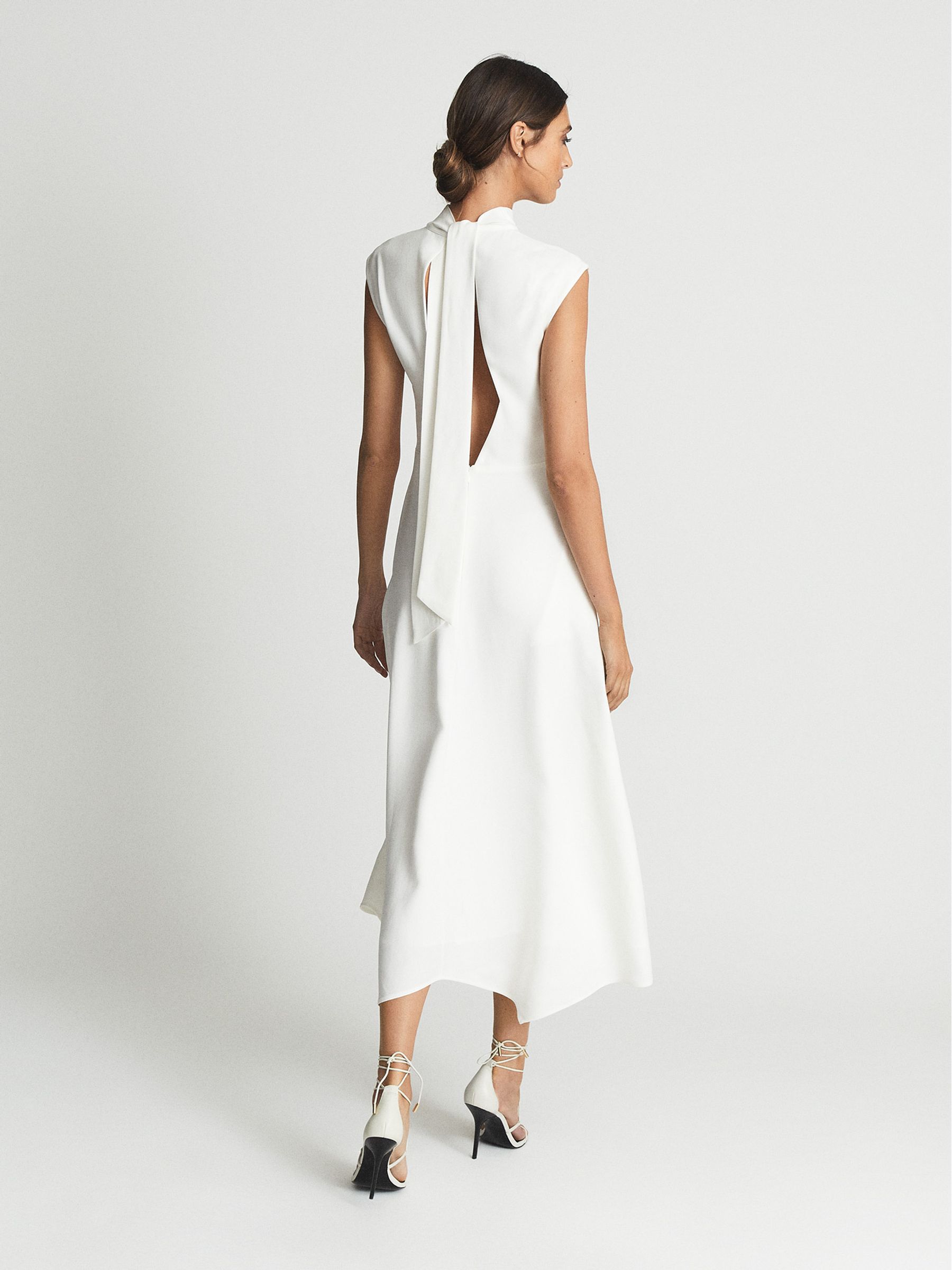 Petite Open Back Midi Dress in White - Image 5 of 6