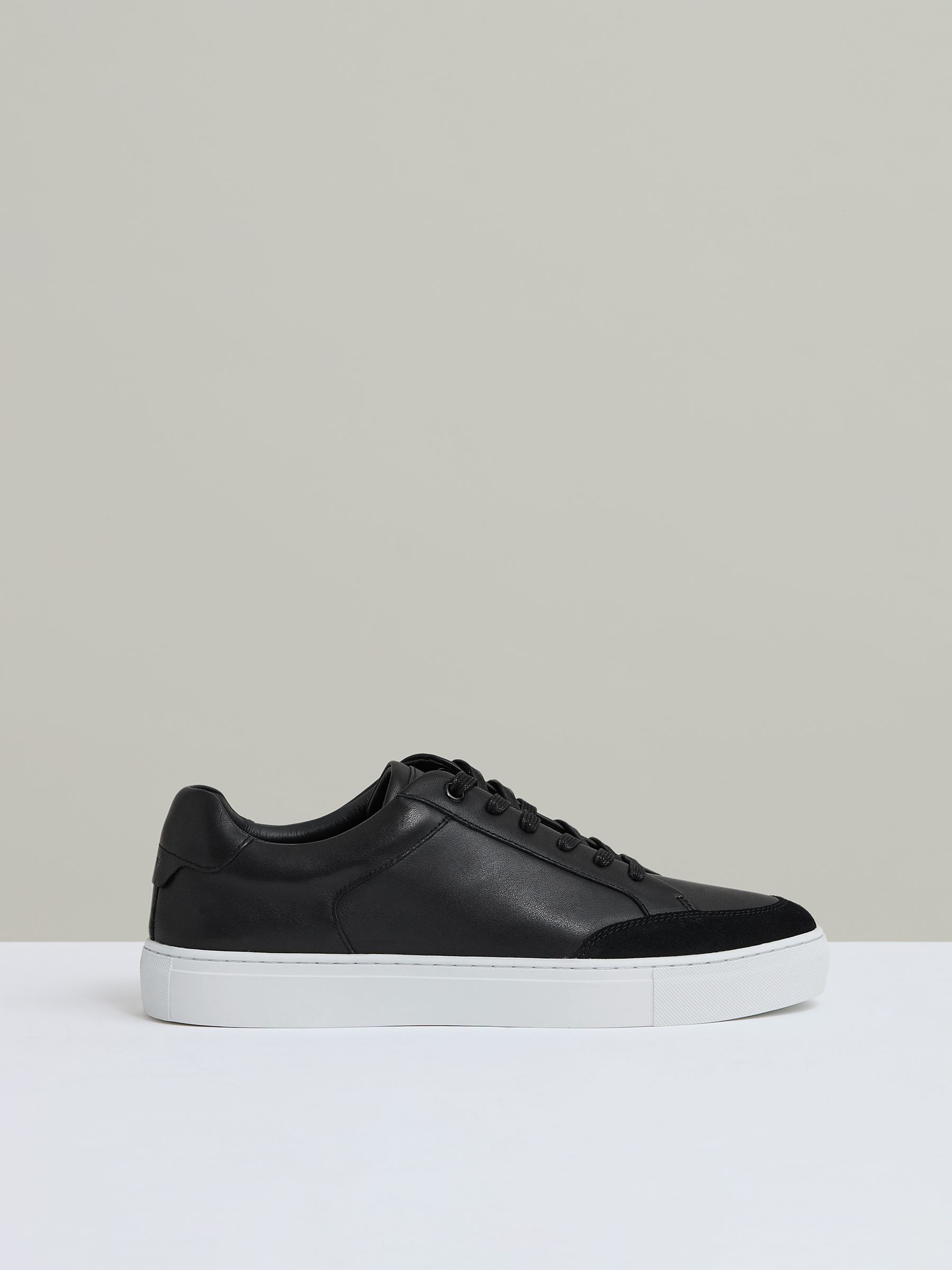 Leather Low Top Trainers in Black - Image 1 of 7