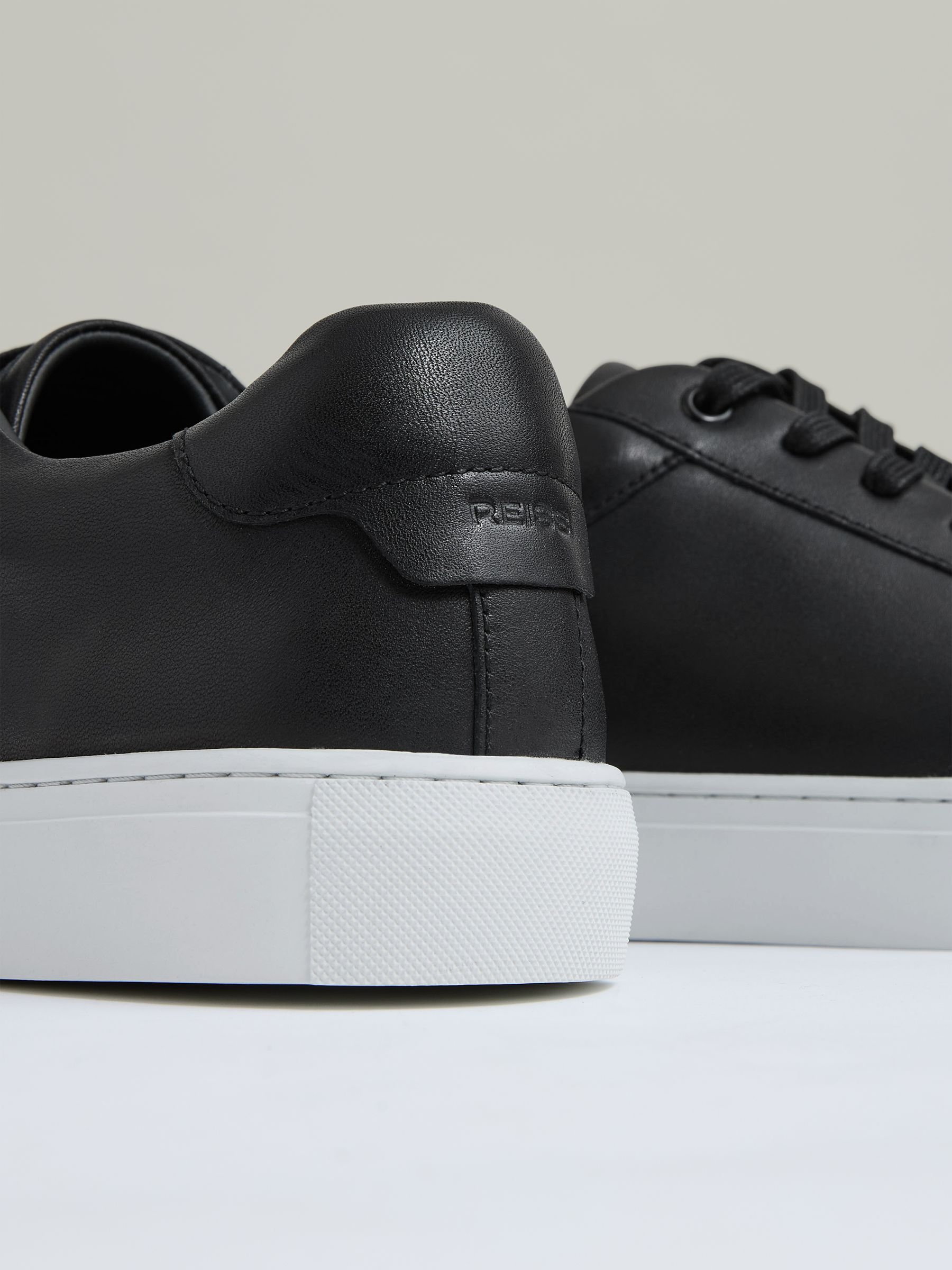 Leather Low Top Trainers in Black - Image 5 of 7