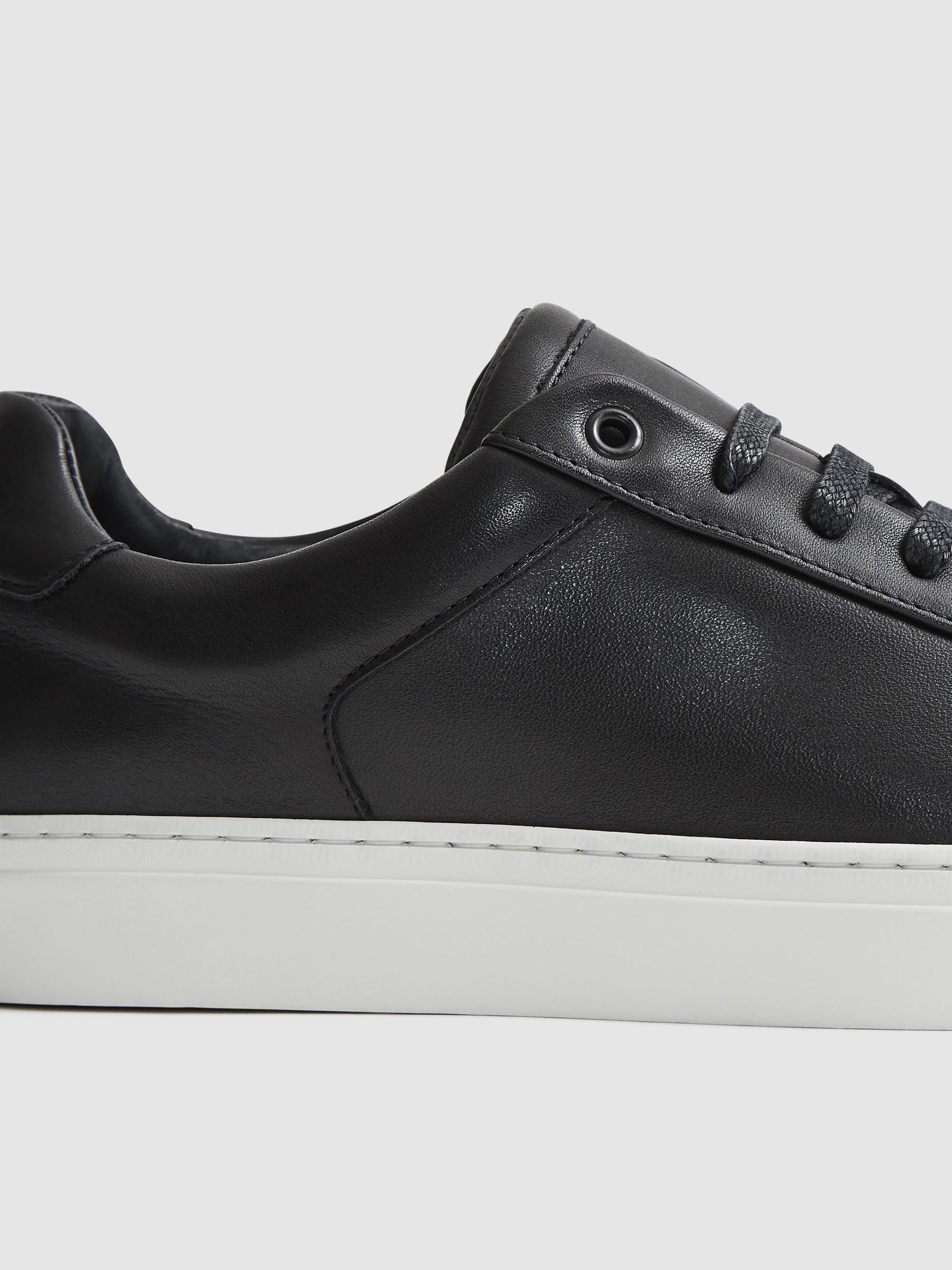 Leather Low Top Trainers in Black - Image 7 of 7