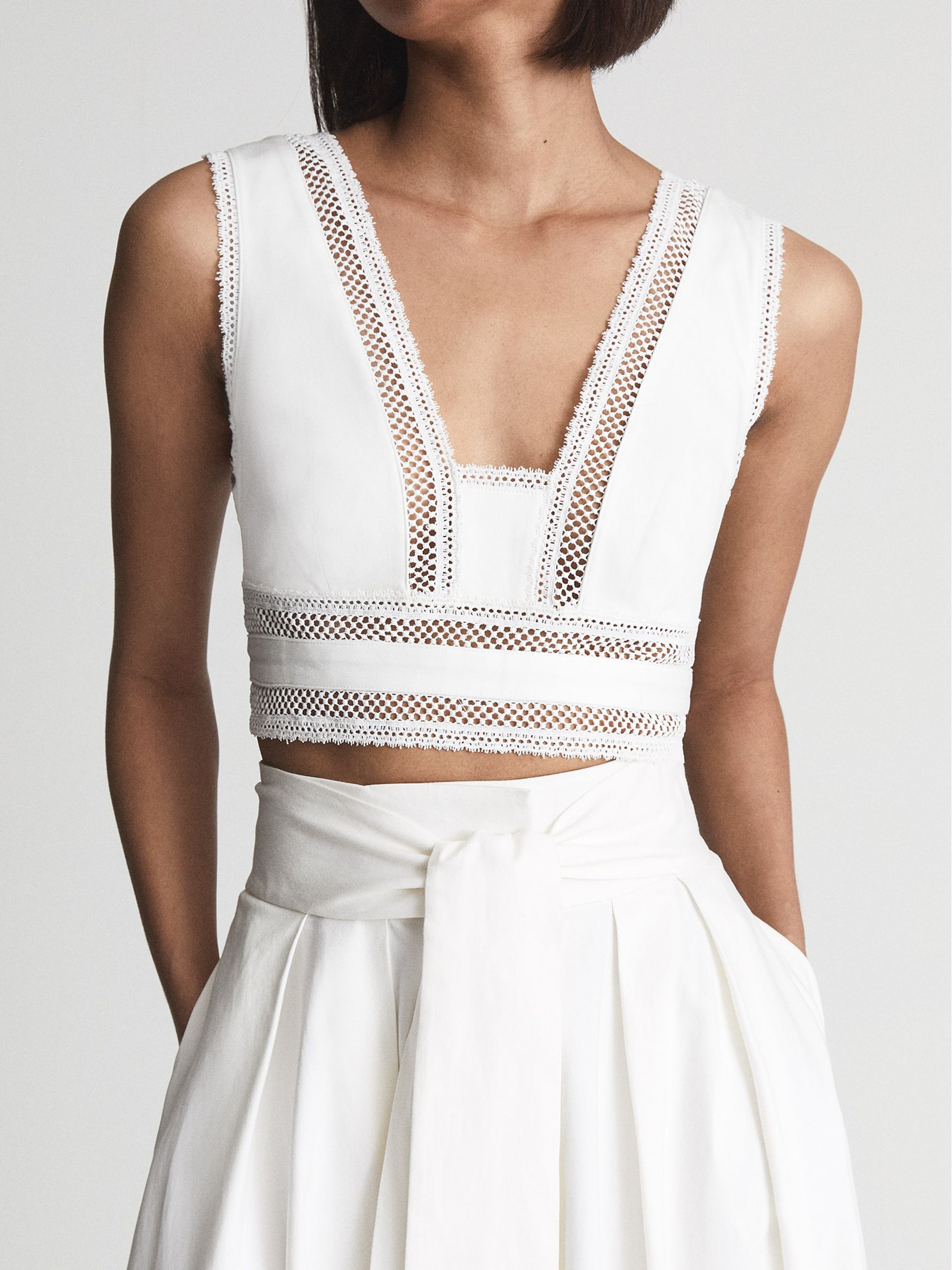 Kanten witte crop top - Afbeelding 1 van 7