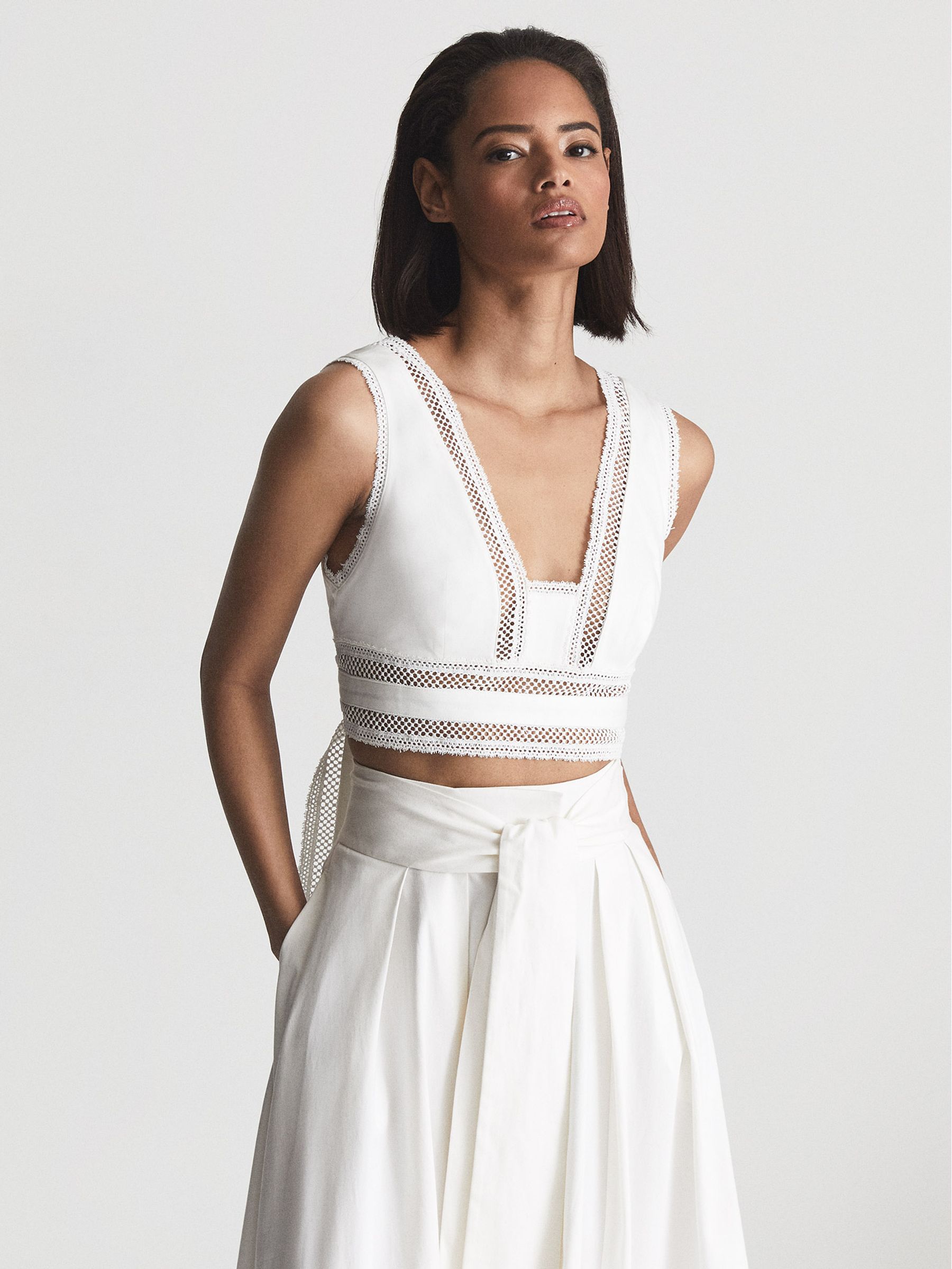 Kanten witte crop top - Afbeelding 4 van 7