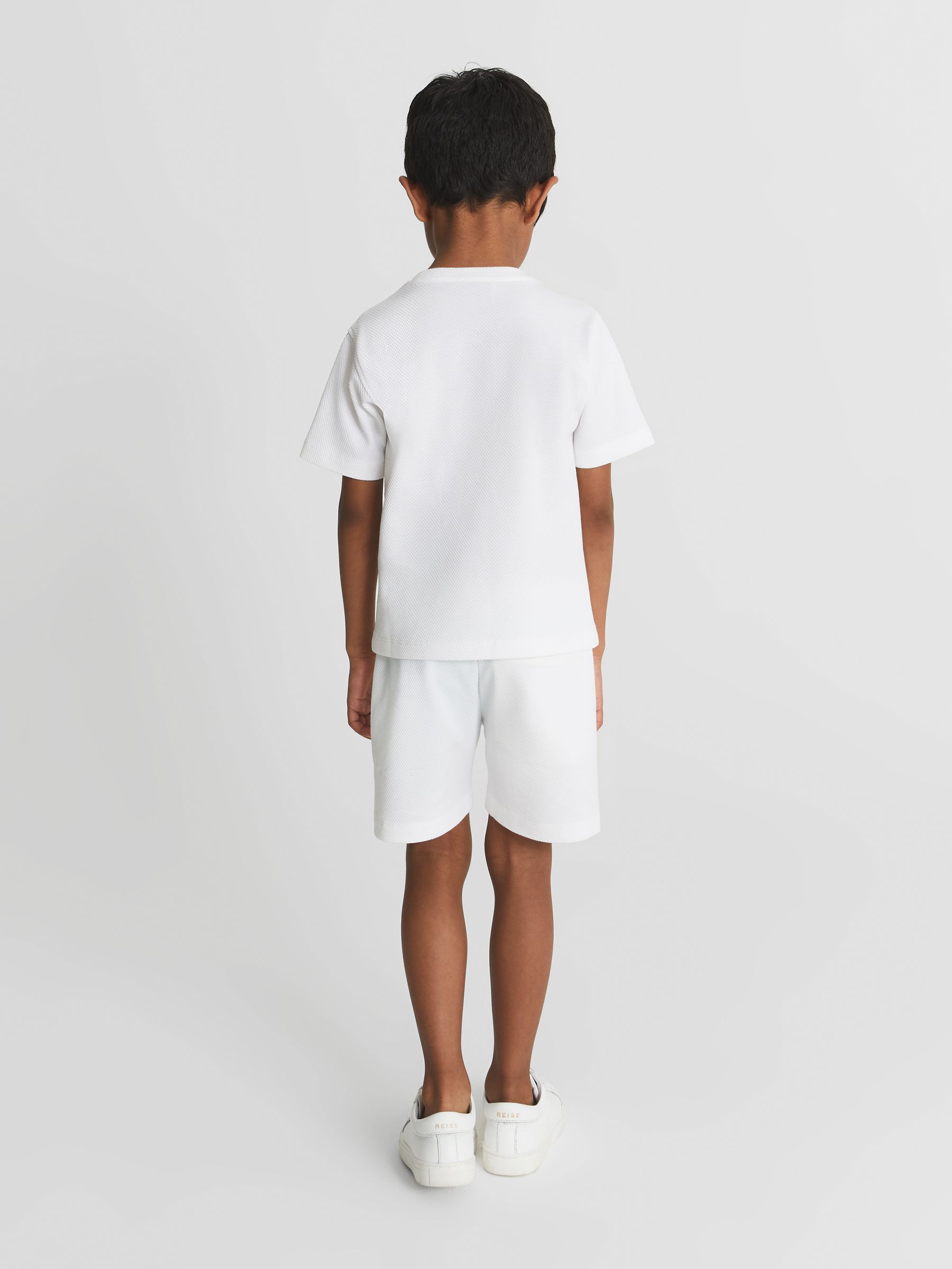 Textured Crew Neck T-Shirt in White - Image 4 of 5