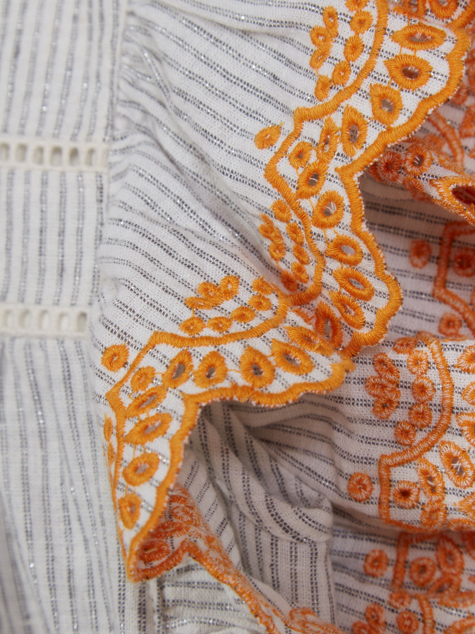 Striped Ruffle Sleeve Blouse in Blue - Image 7 of 7