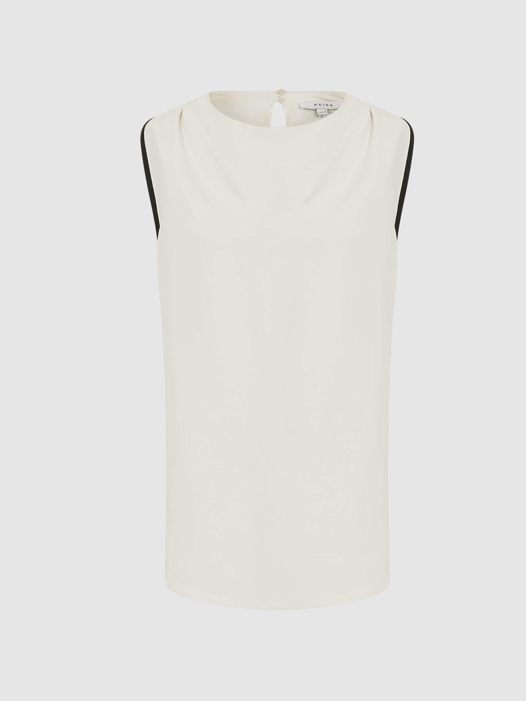 Sleeveless Twill Blouse in White - Image 2 of 5 Sleeveless Twill Blouse in White - Image 2 of 5