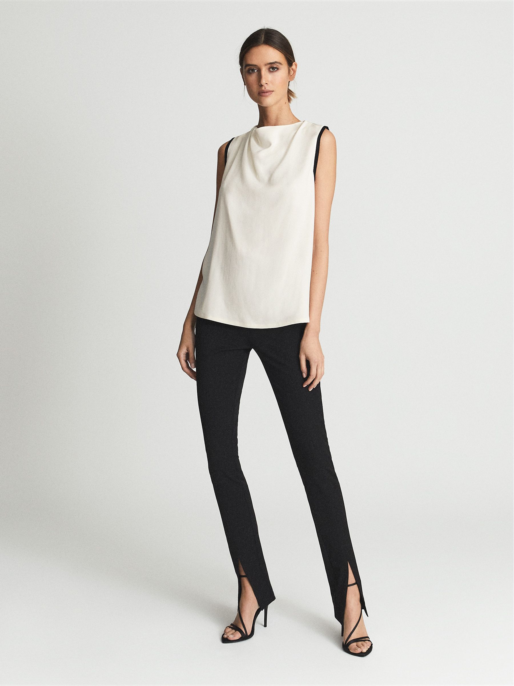 Sleeveless Twill Blouse in White - Image 3 of 5