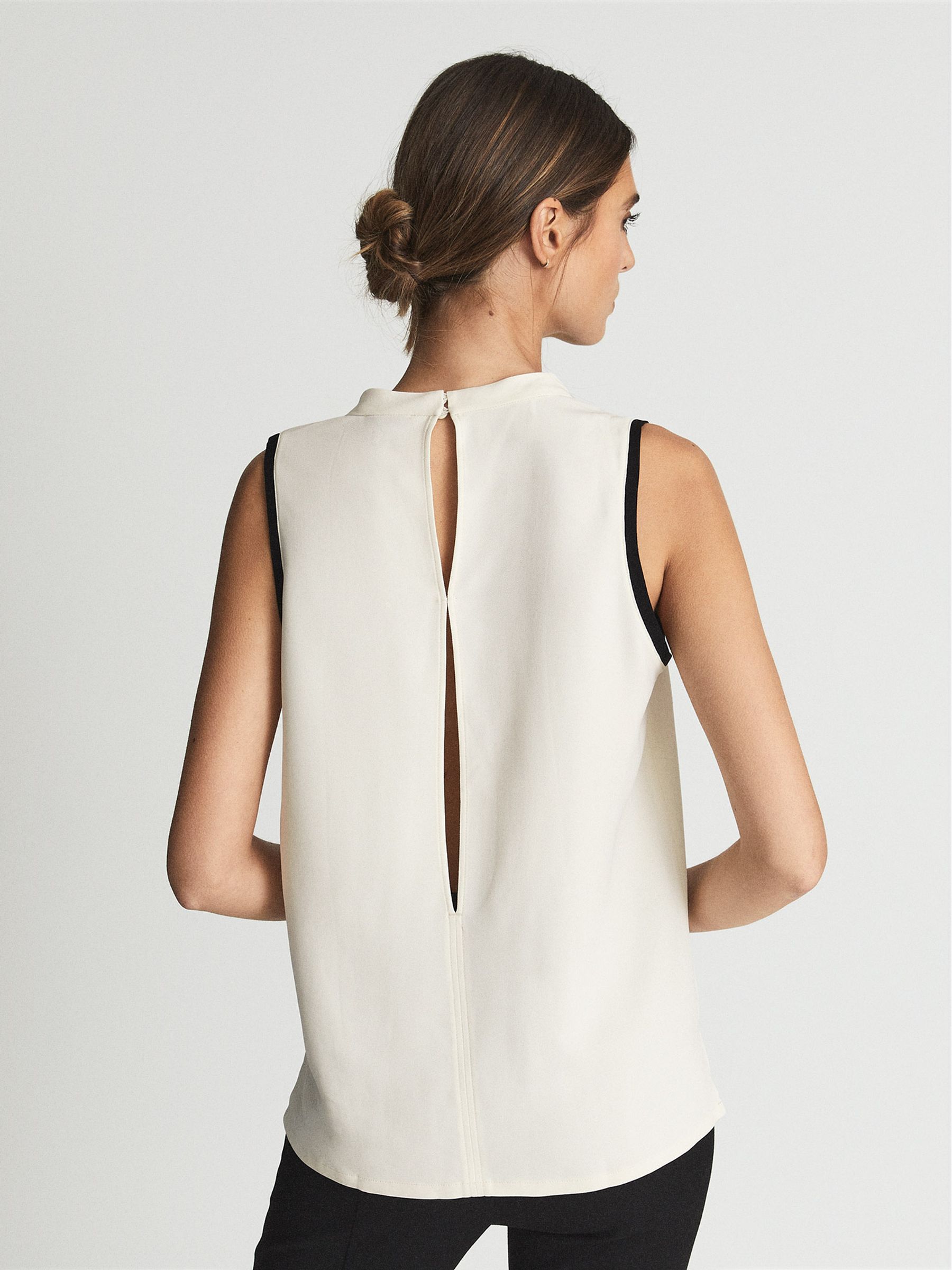 Sleeveless Twill Blouse in White - Image 5 of 5