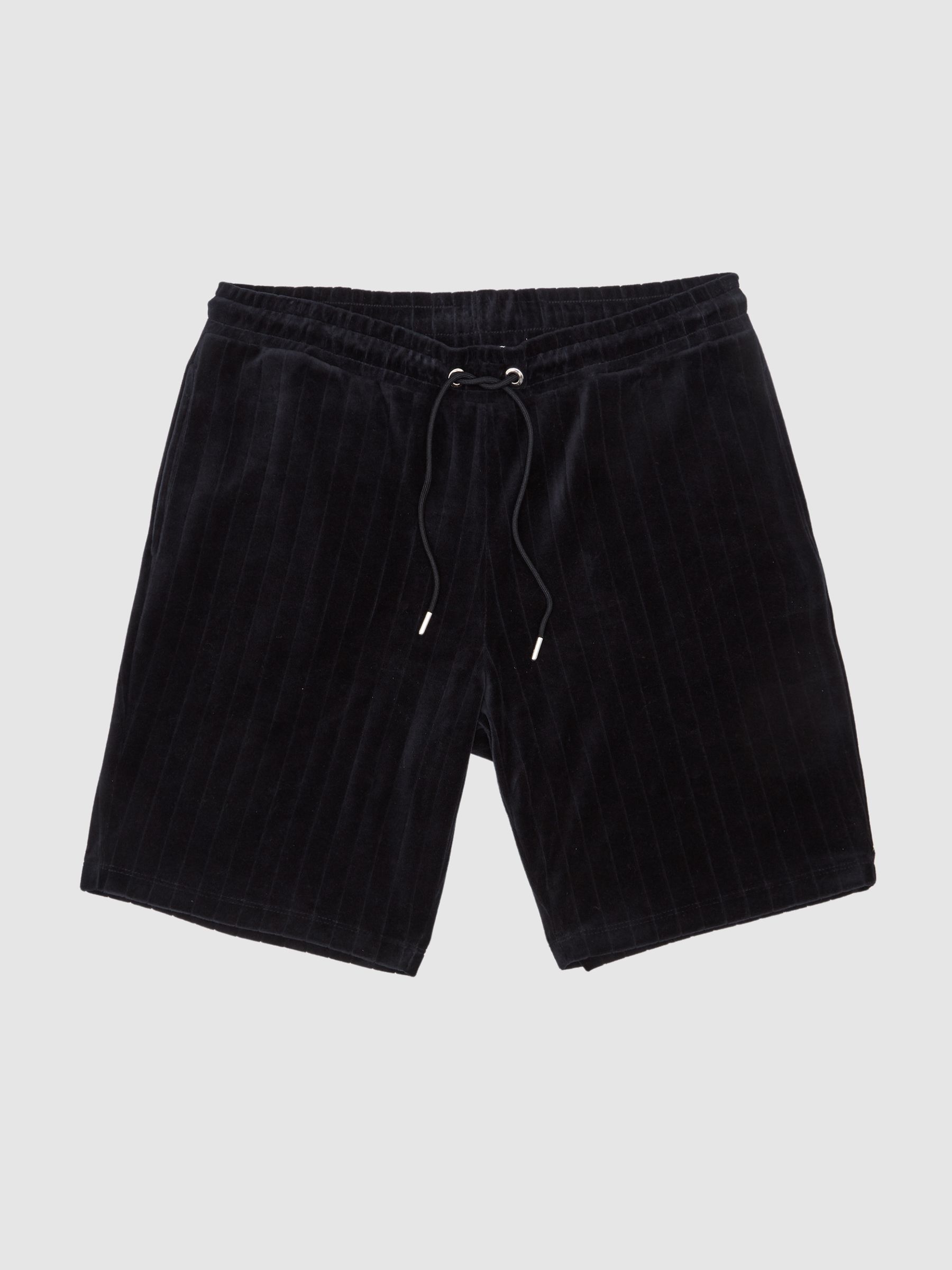 Striped Velour Shorts in Navy - Image 2 of 5