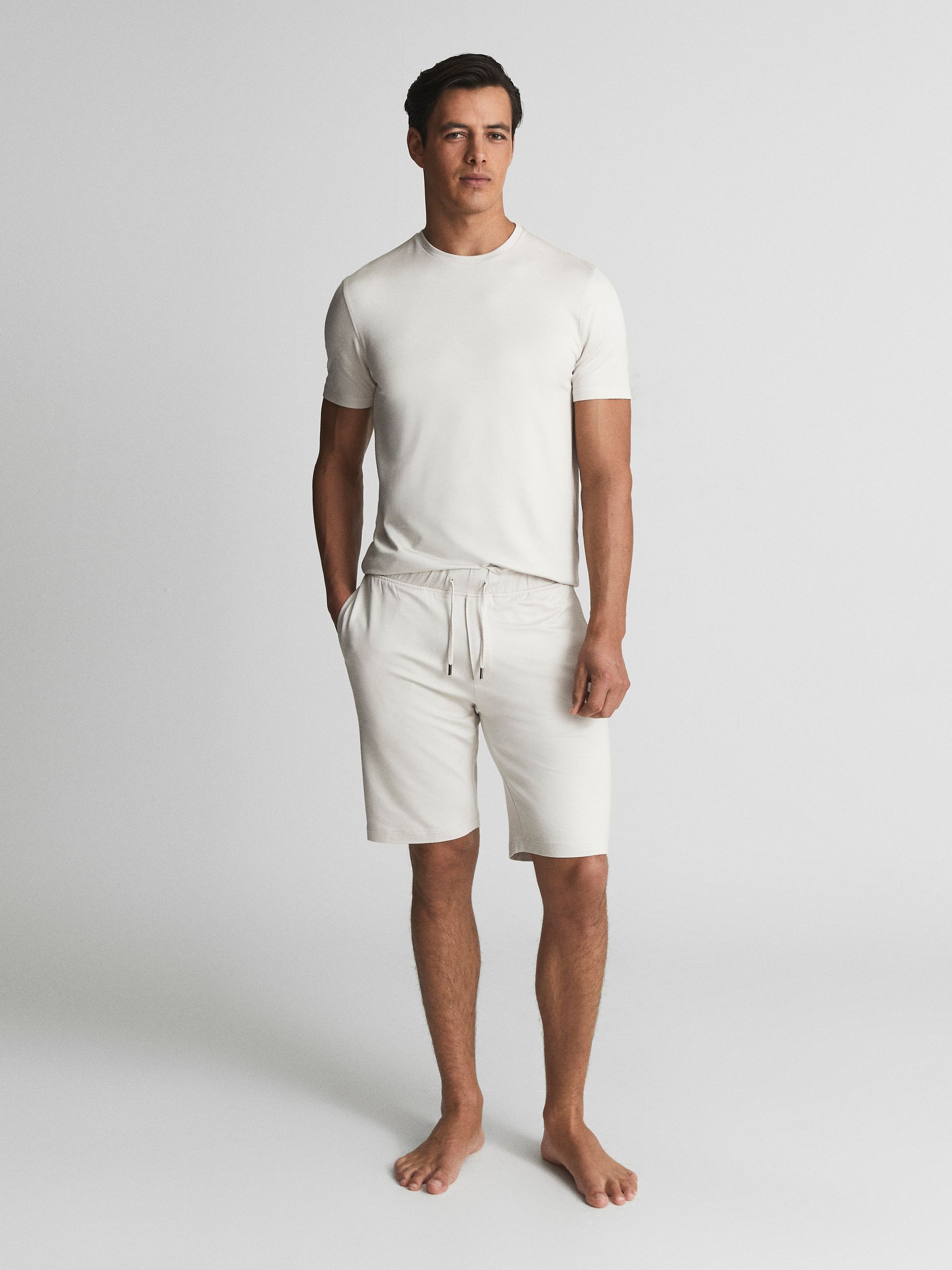 Drawcord Jersey Shorts in Winter White - Image 1 of 5