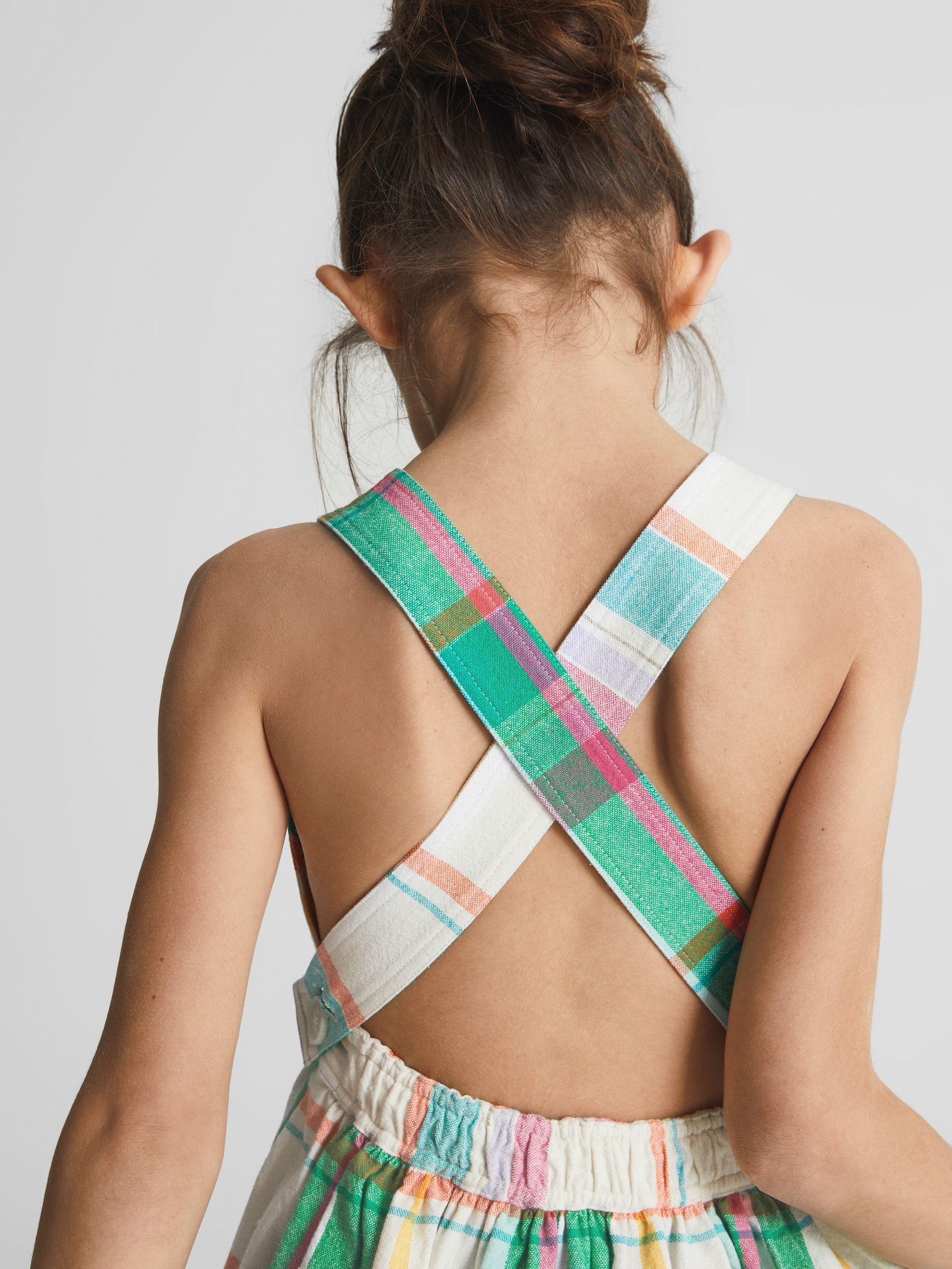 Cross Back Check Dress in Green Check - Image 4 of 5