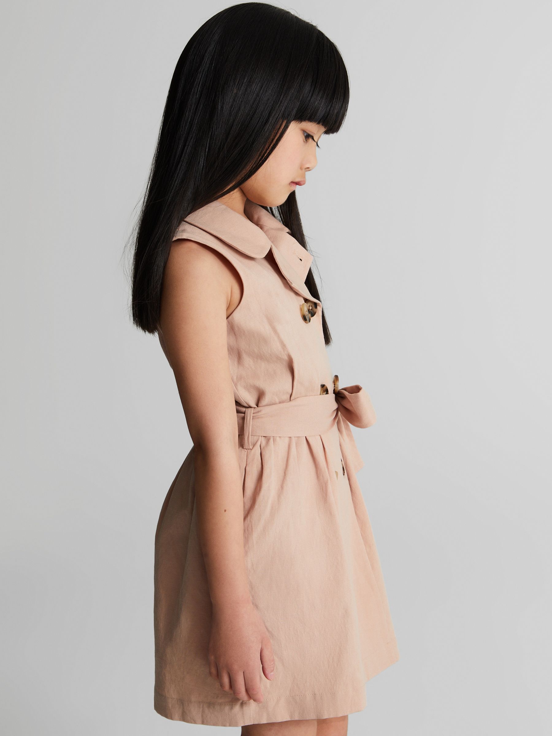 Linen Blend Mini Dress in Pink - Image 1 of 6 Linen Blend Mini Dress in Pink - Image 1 of 6