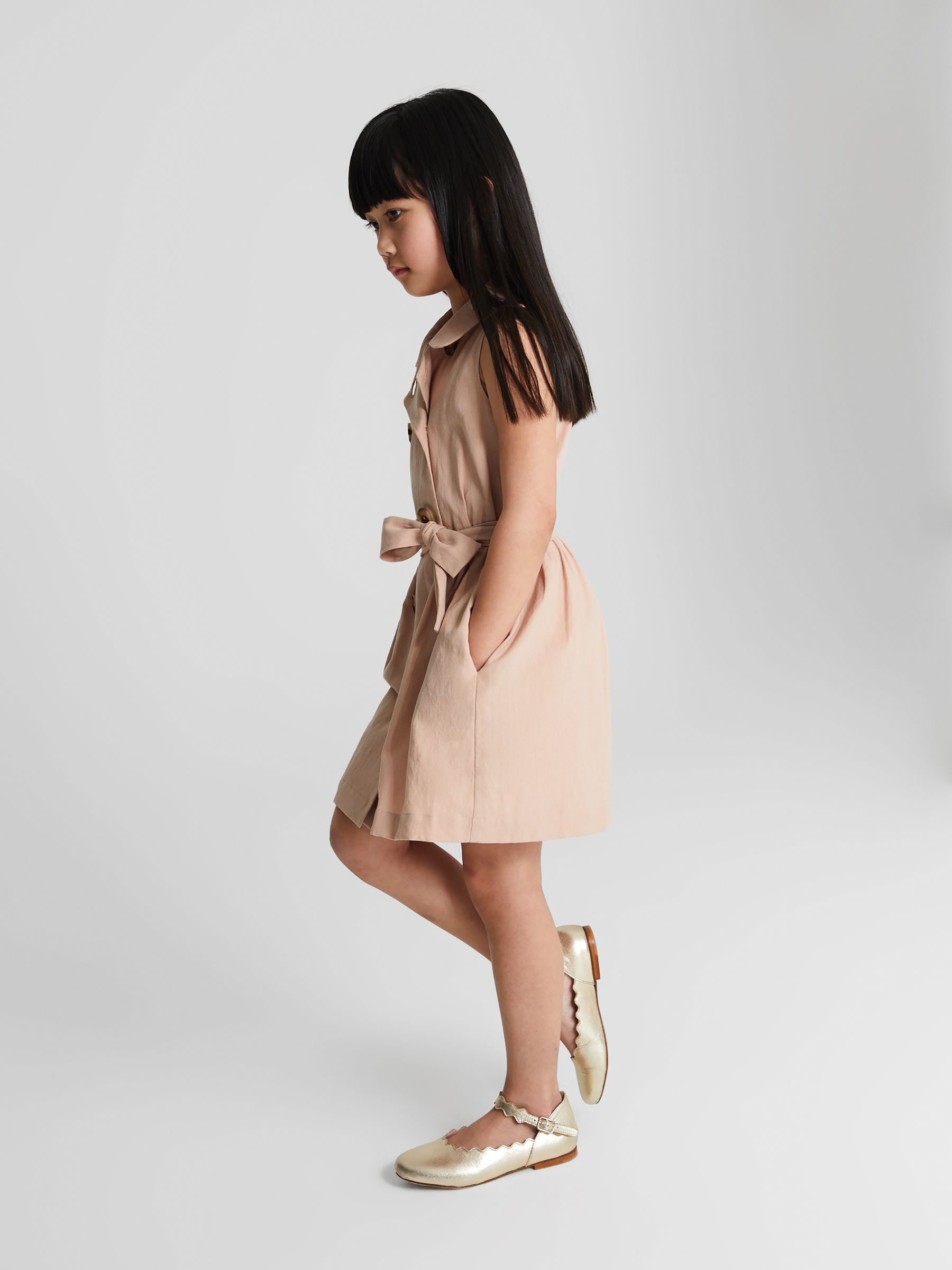 Linen Blend Mini Dress in Pink - Image 3 of 6