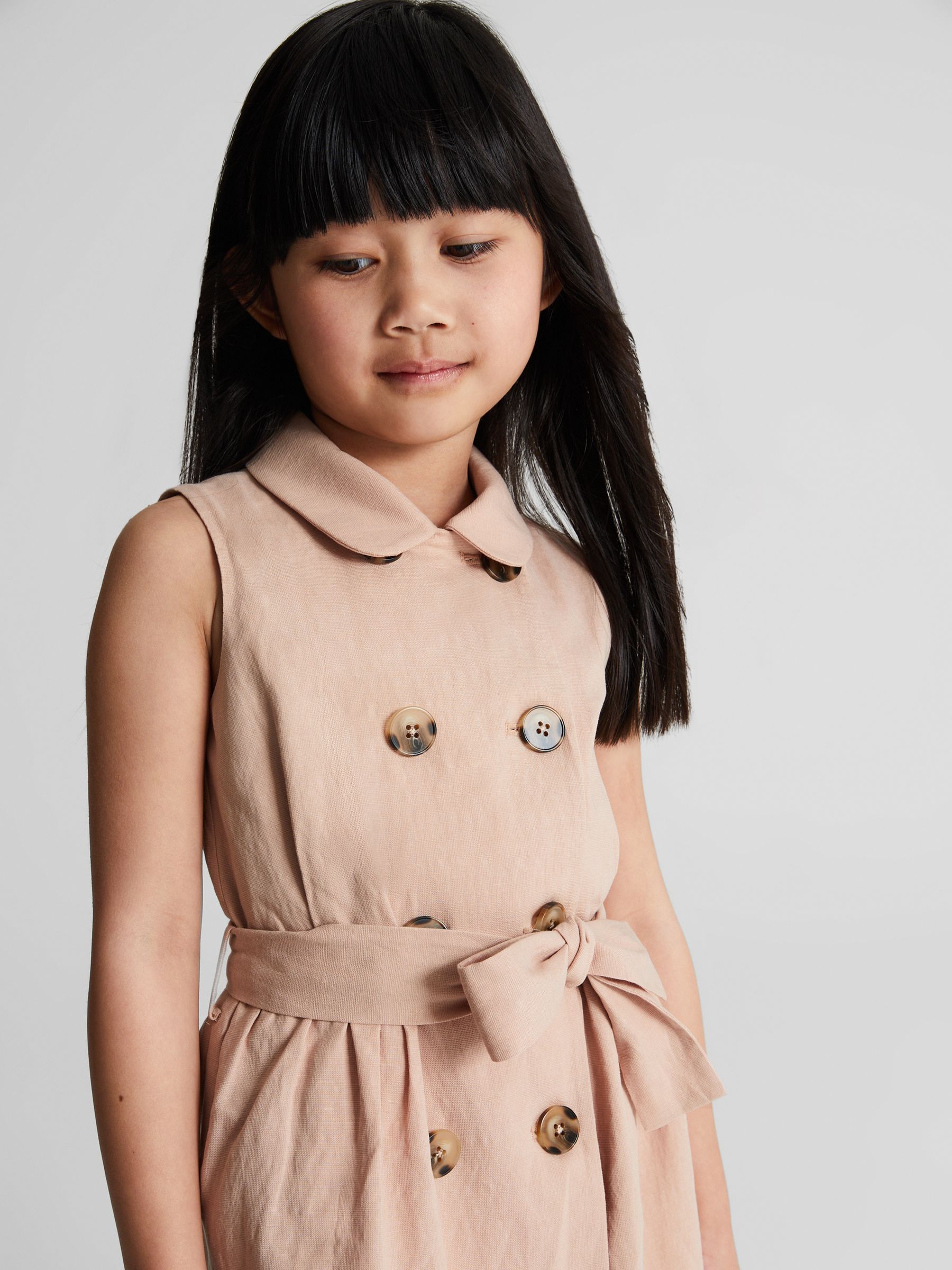 Linen Blend Mini Dress in Pink - Image 4 of 6