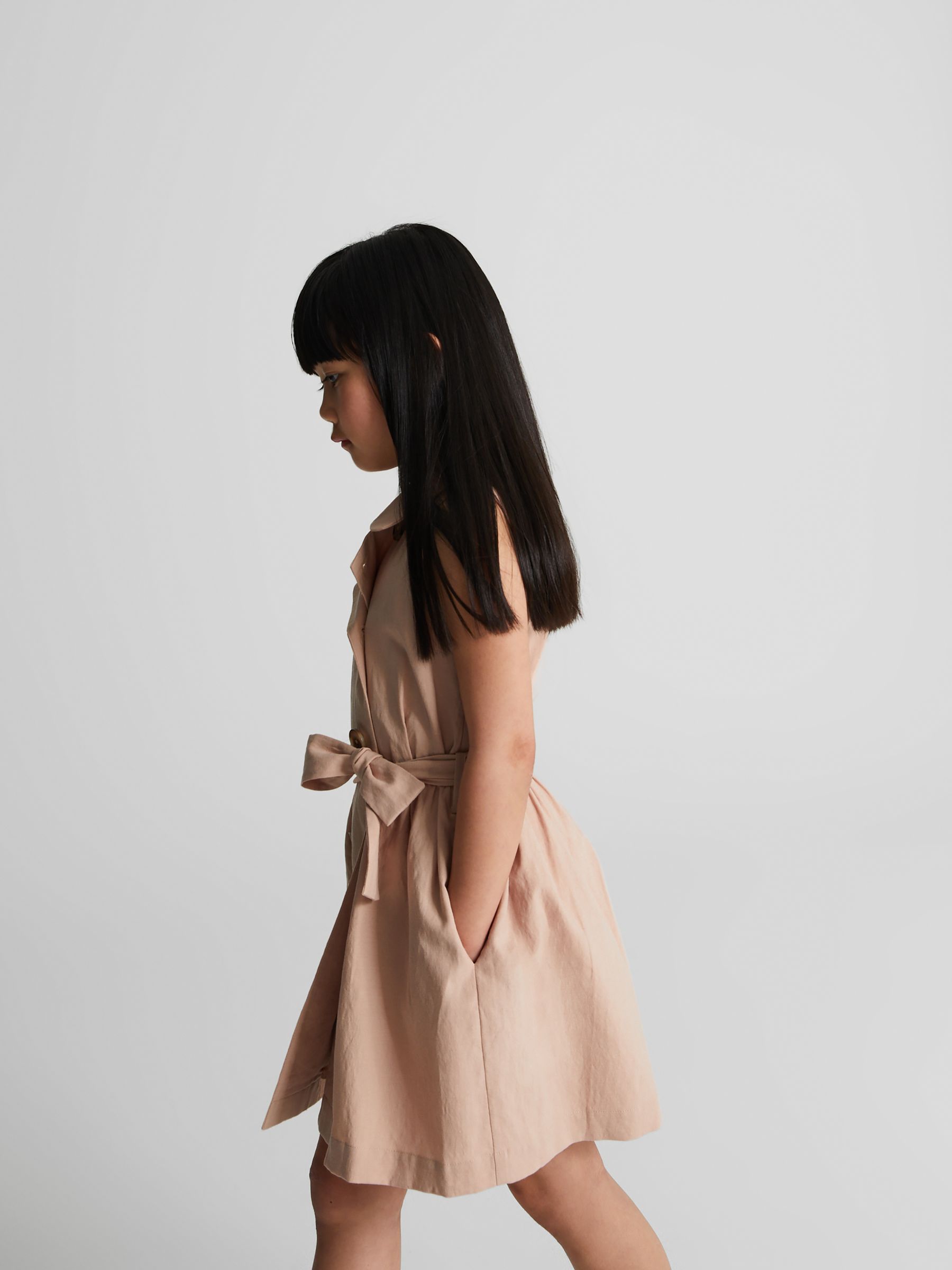 Linen Blend Mini Dress in Pink - Image 5 of 6