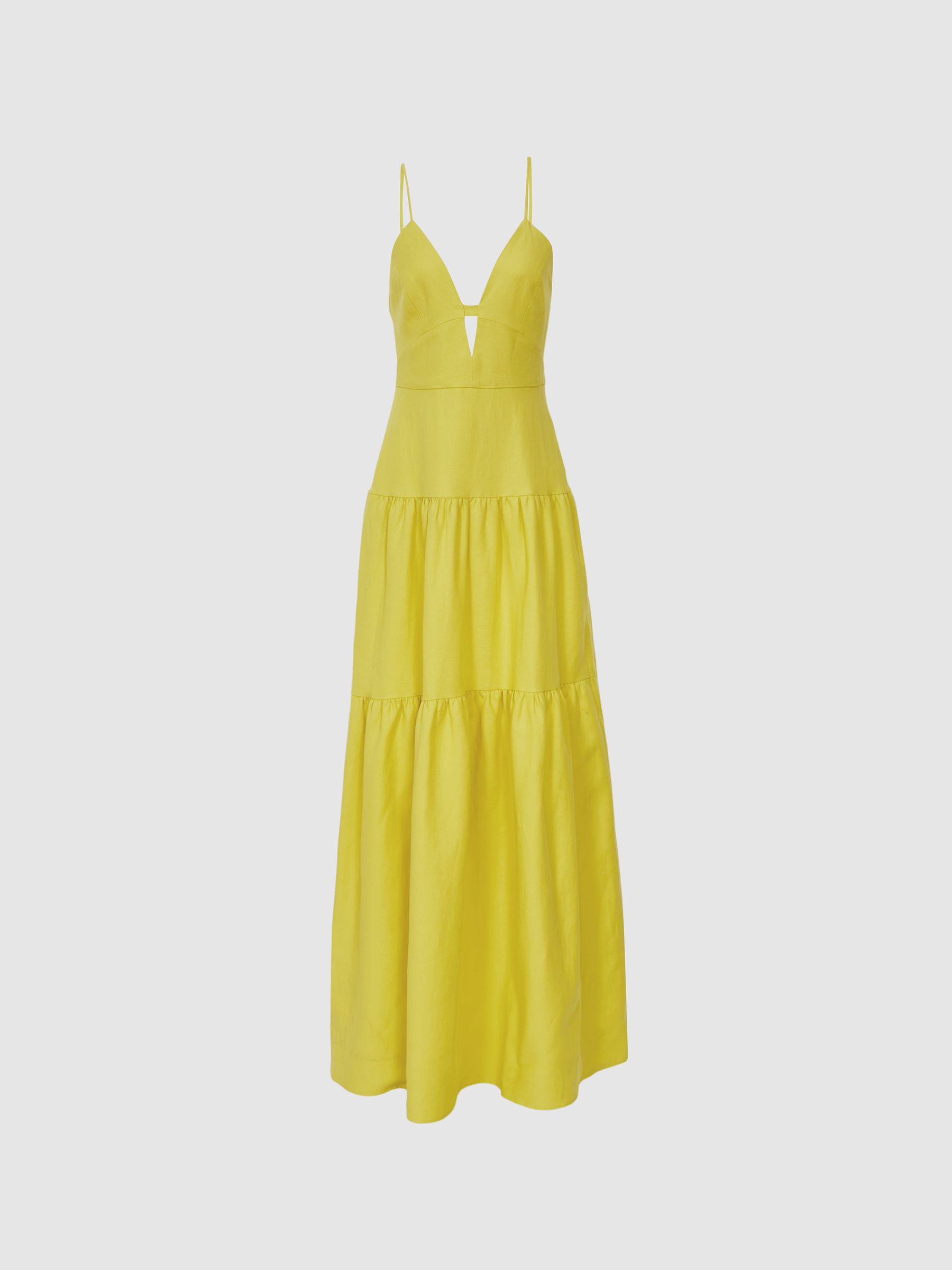 Strappy Linen Maxi Dress in Lime - Image 2 of 7