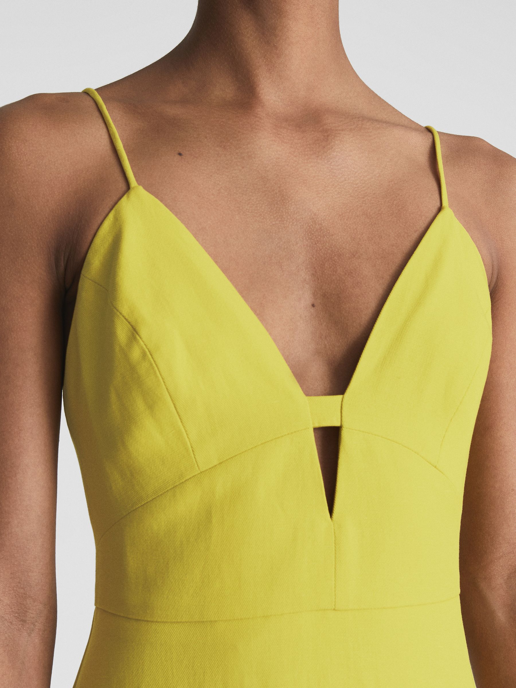 Strappy Linen Maxi Dress in Lime - Image 4 of 7