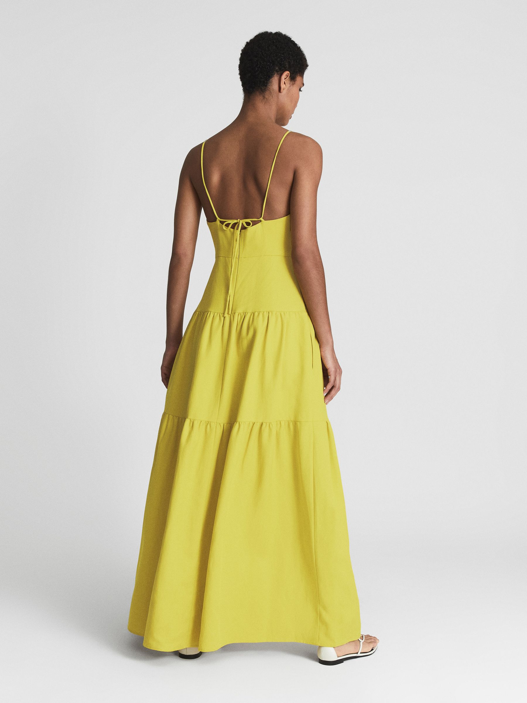 Strappy Linen Maxi Dress in Lime - Image 5 of 7