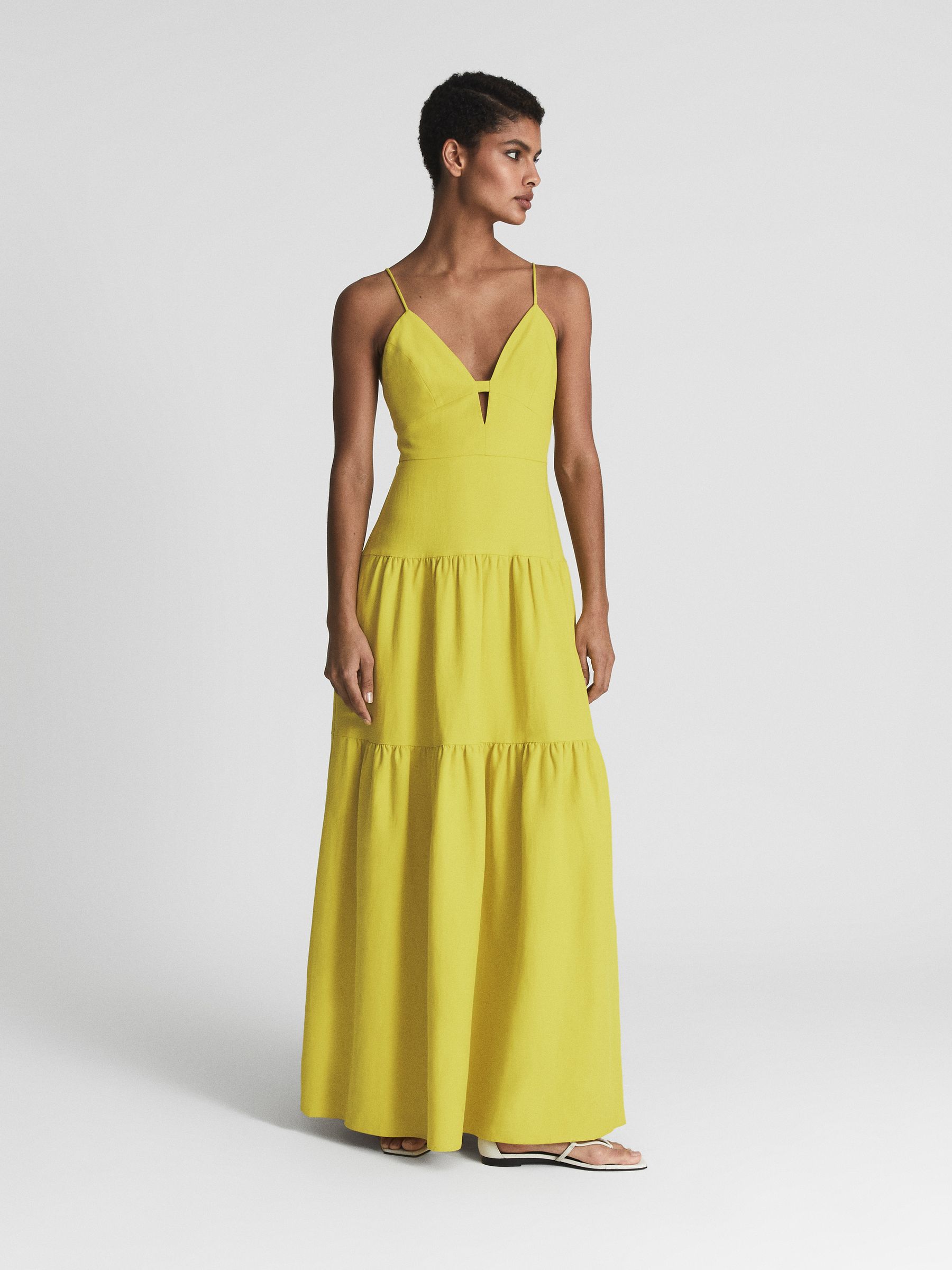 Strappy Linen Maxi Dress in Lime - Image 6 of 7