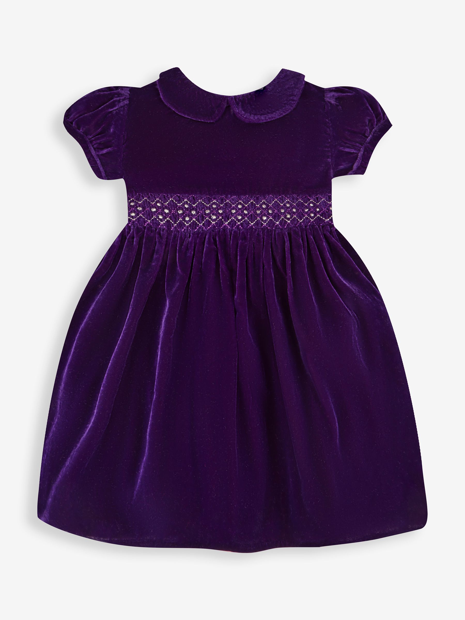 Purple Velvet Smocked Party Dress - Image 1 of 4