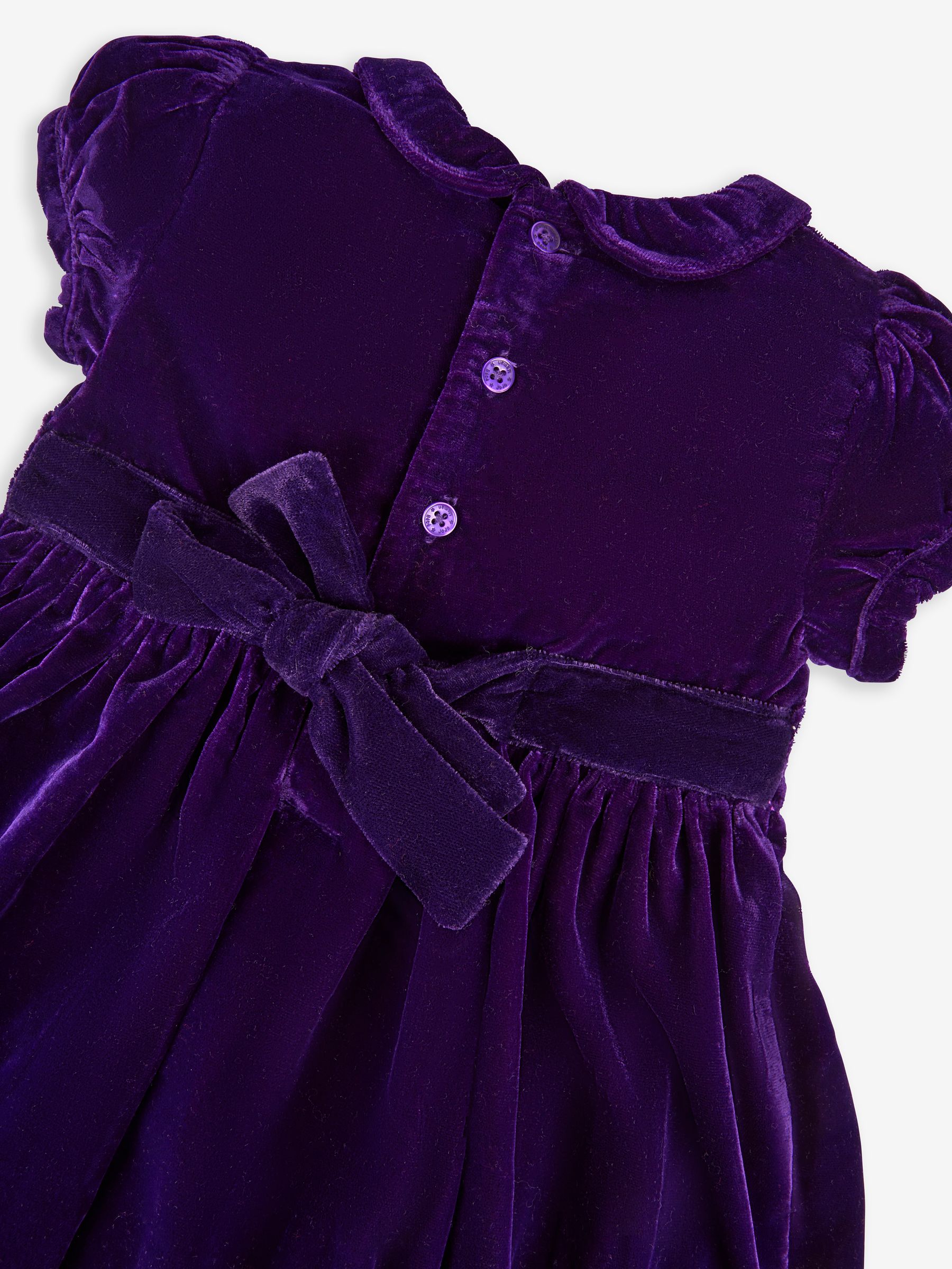 Purple Velvet Smocked Party Dress - Image 2 of 4