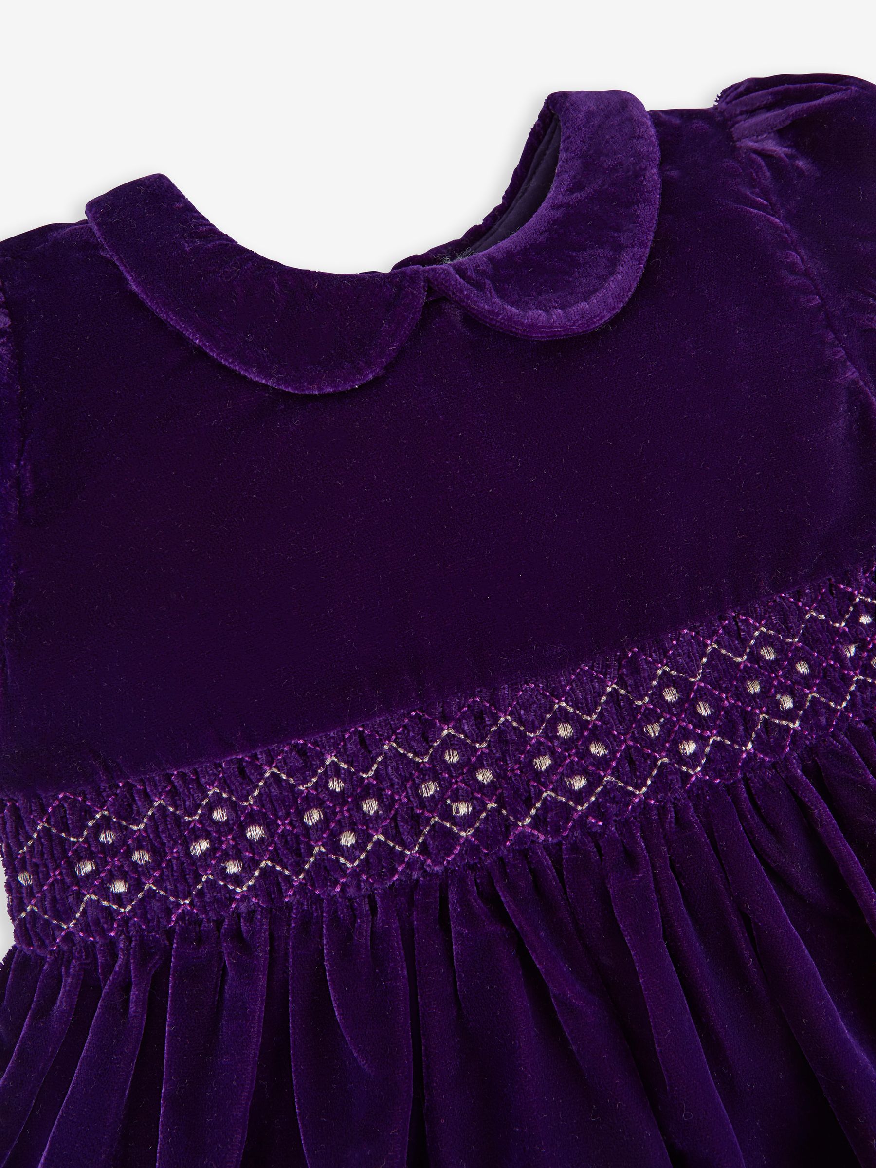 Purple Velvet Smocked Party Dress - Image 3 of 4