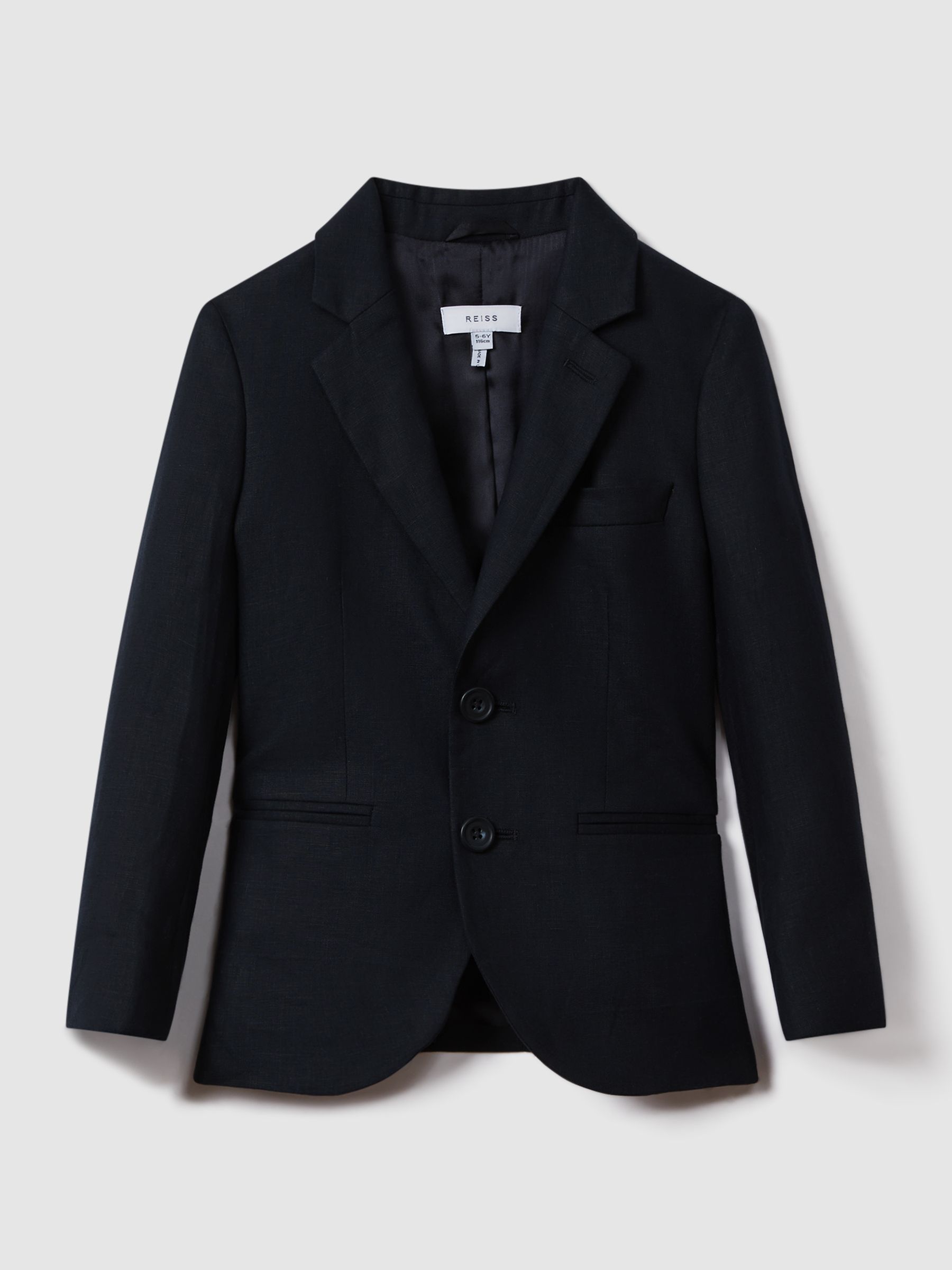 3-9 yrs Slim Fit Single Breasted Linen Blazer in Navy - Image 2 of 4