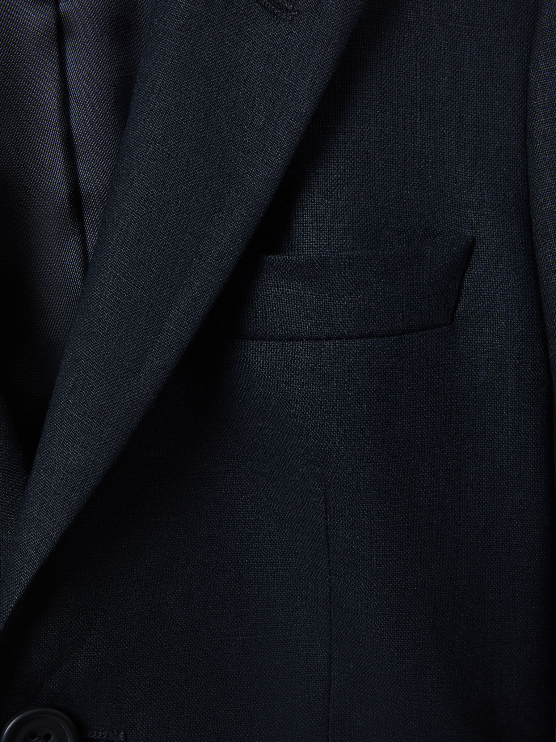 3-9 yrs Slim Fit Single Breasted Linen Blazer in Navy - Image 4 of 4