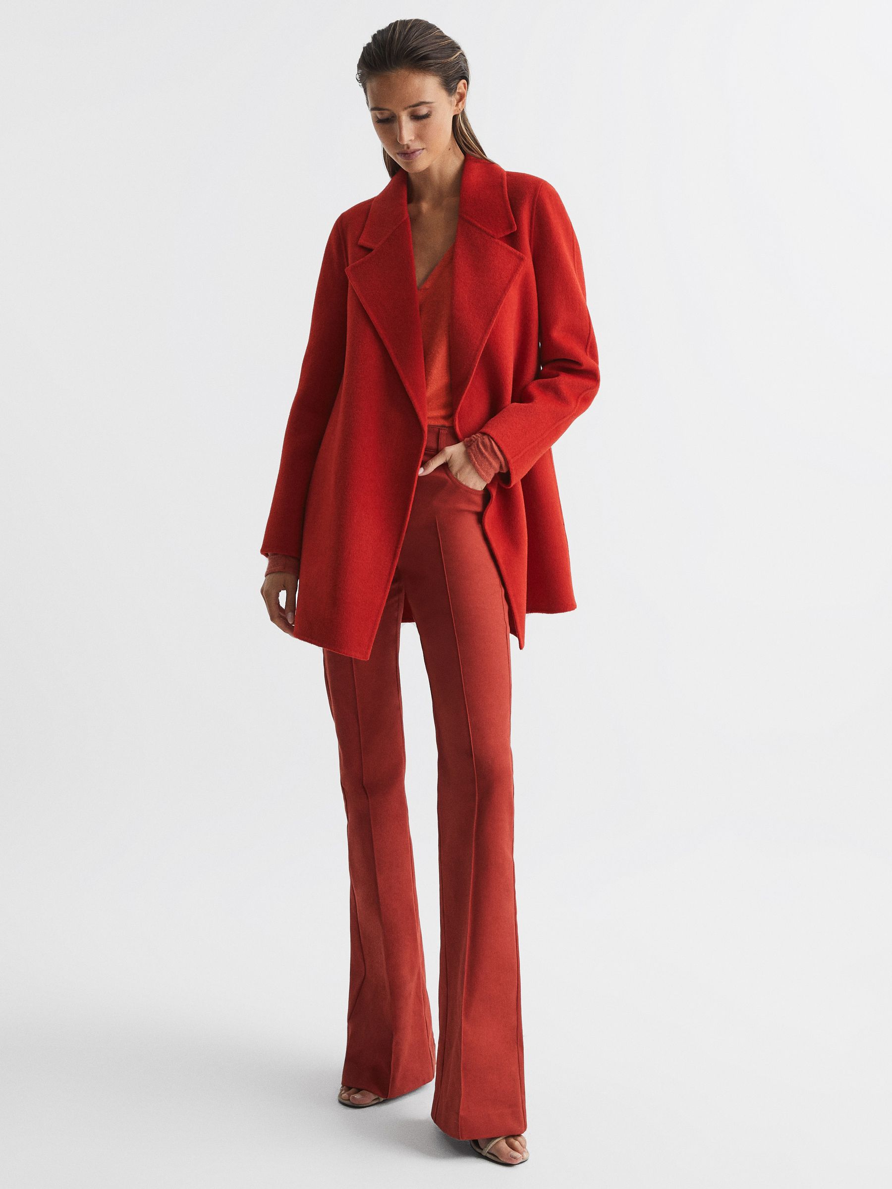 V-Neck Cashmere Blend Jumper in Orange - Image 7 of 7