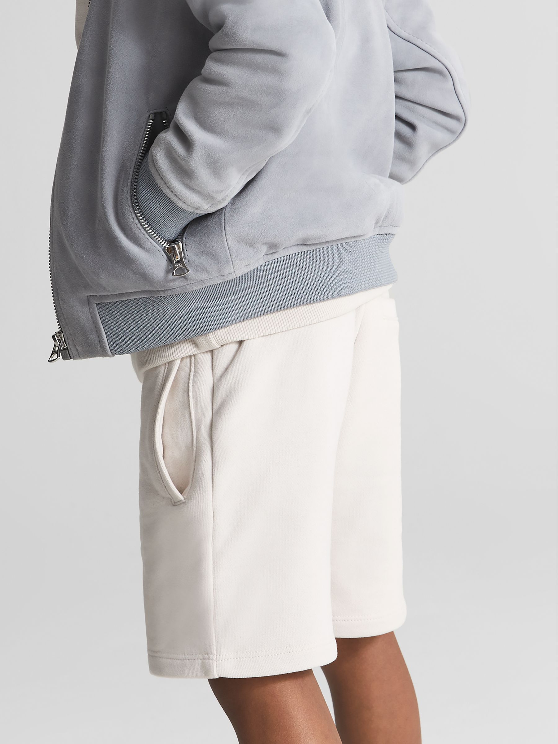 Drawstring Jersey Shorts in Dark Ecru - Image 7 of 8