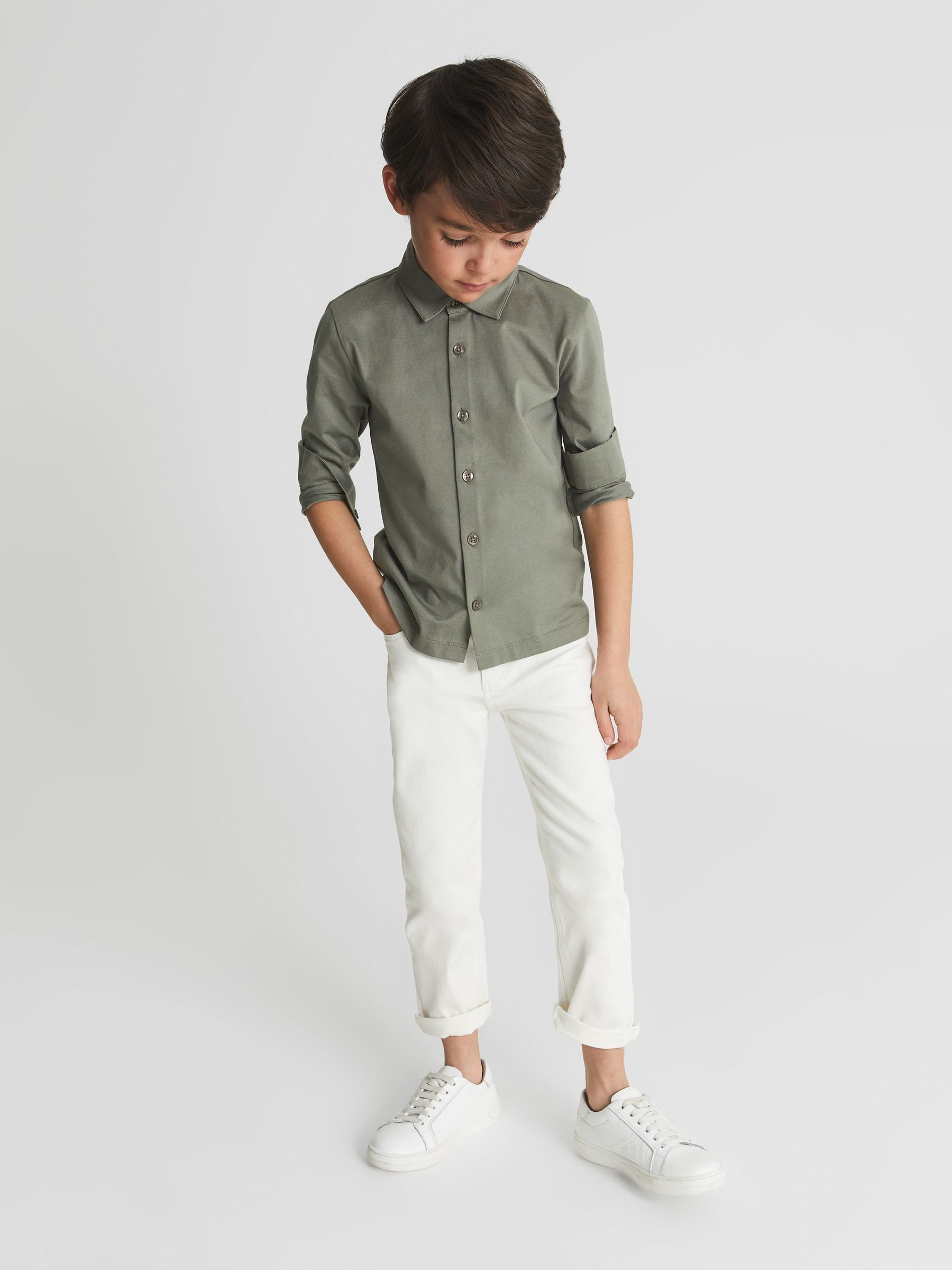 Cotton Shirt in Sage - Image 3 of 5
