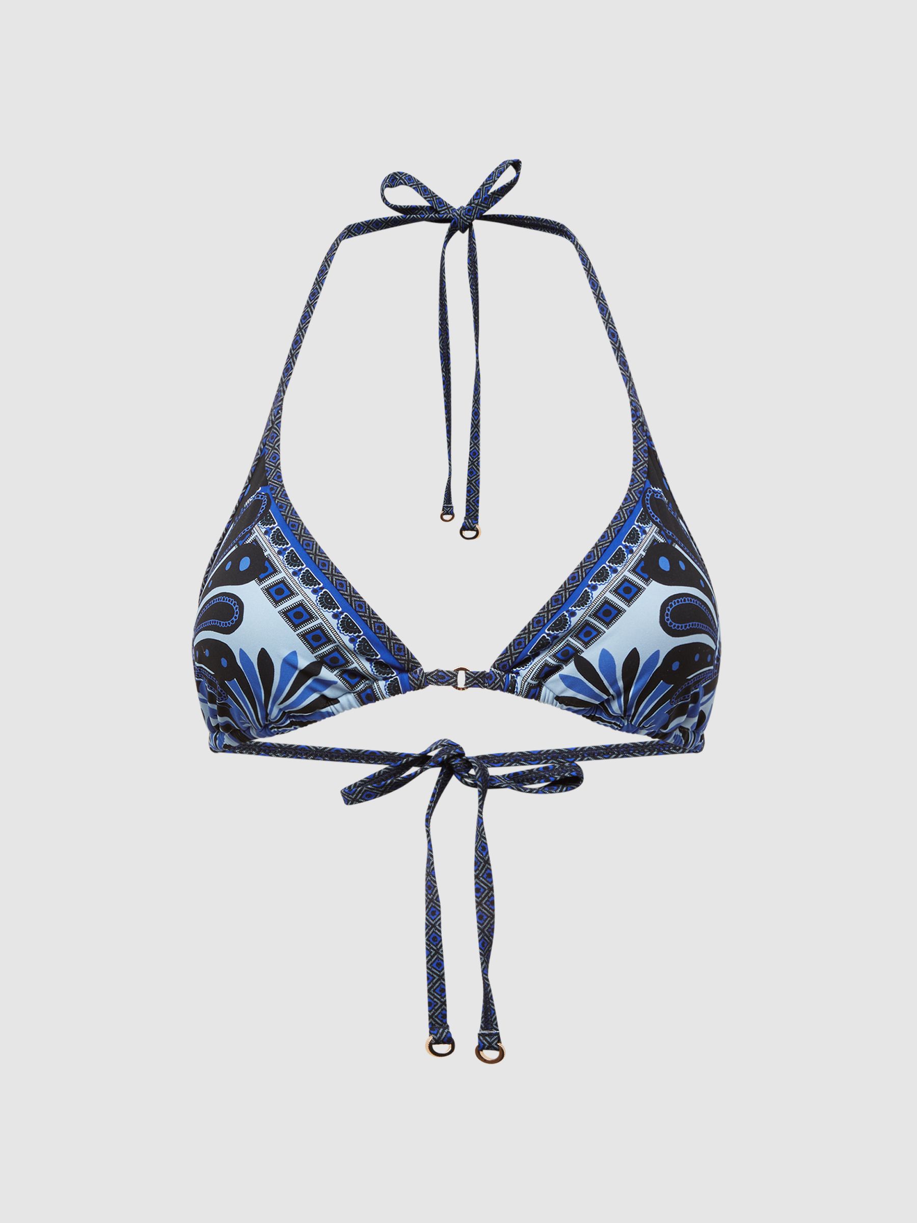 Printed Bikini Top in Blue Print - Image 2 of 5