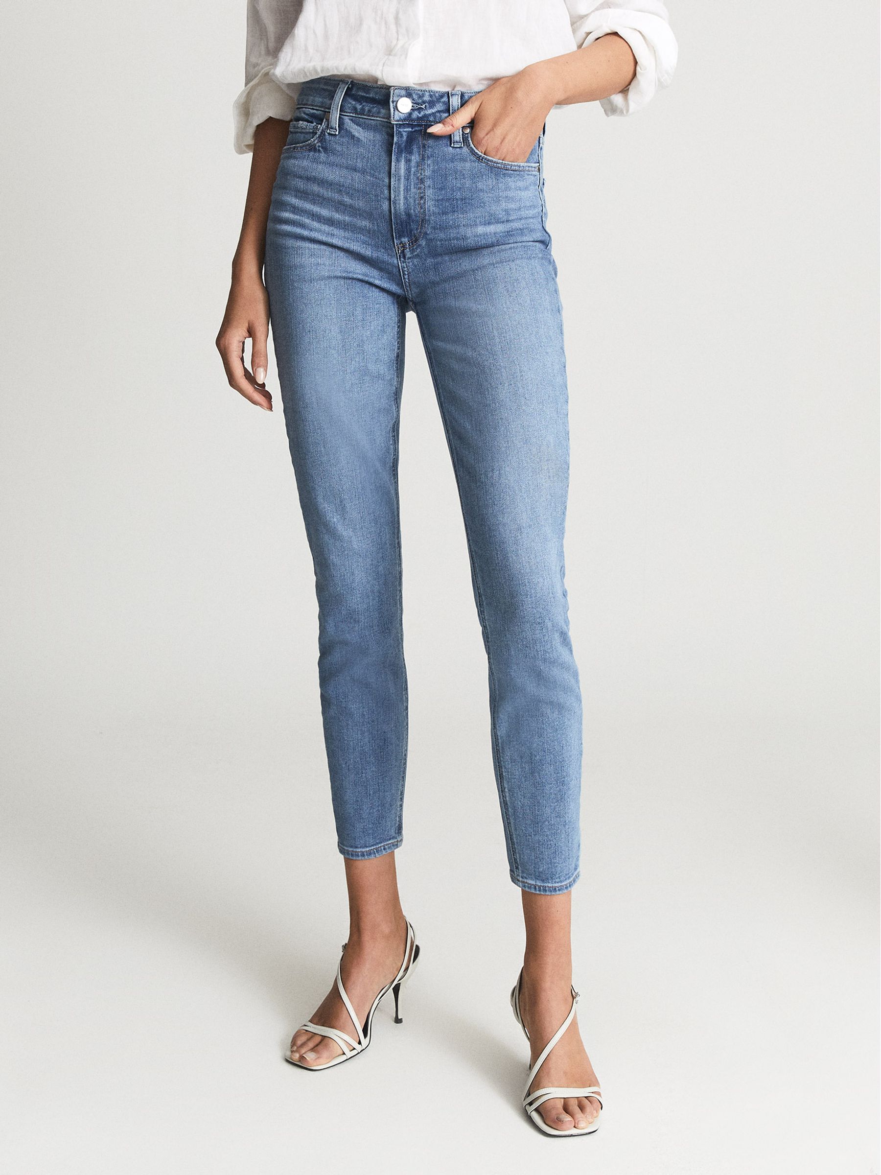 Paige High Rise Crop Skinny Jeans in Pale Blue - Image 3 of 6