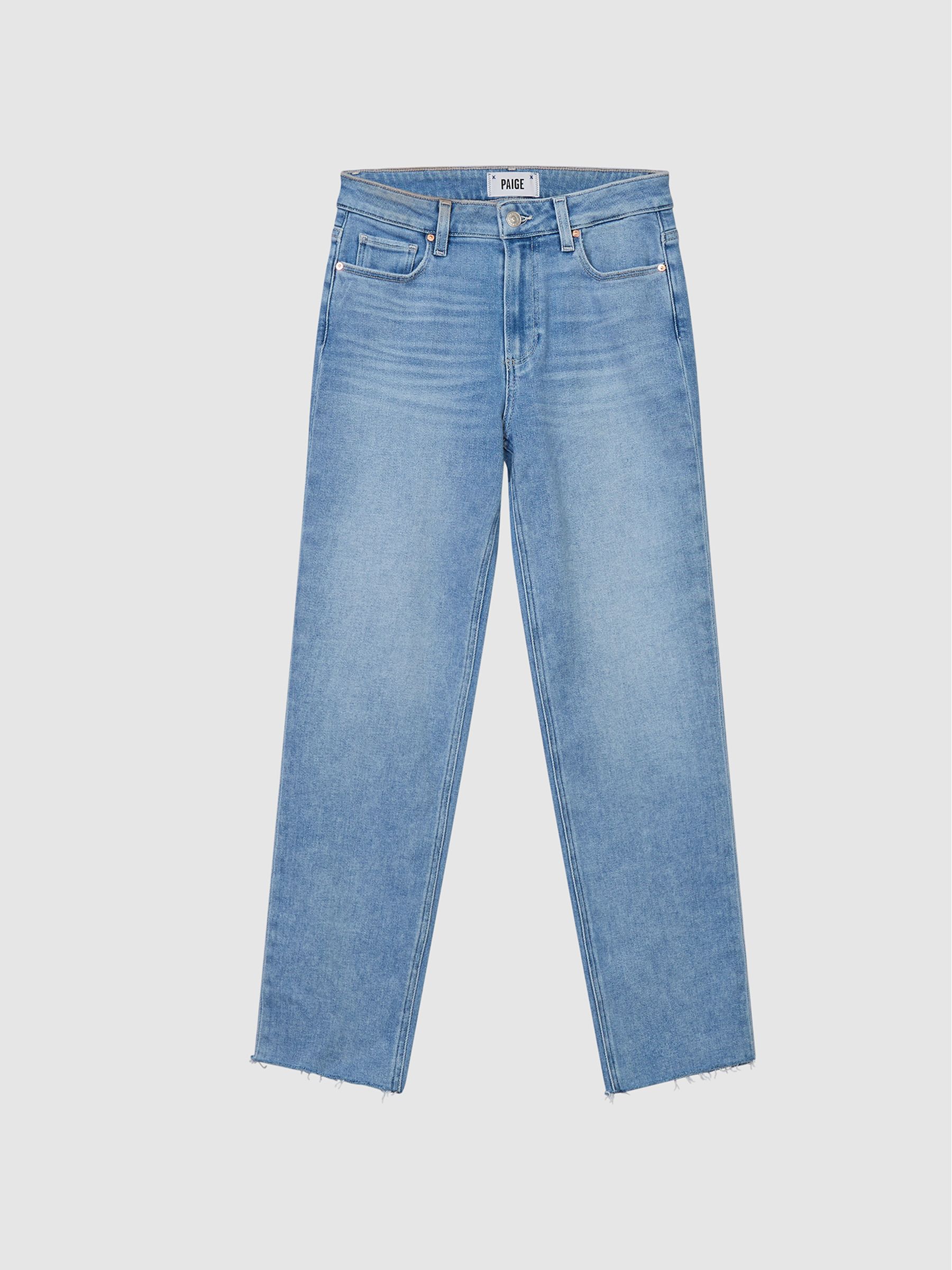 Paige Cindy Straight Leg Raw Hem Jeans in Pale Blue - Image 2 of 7