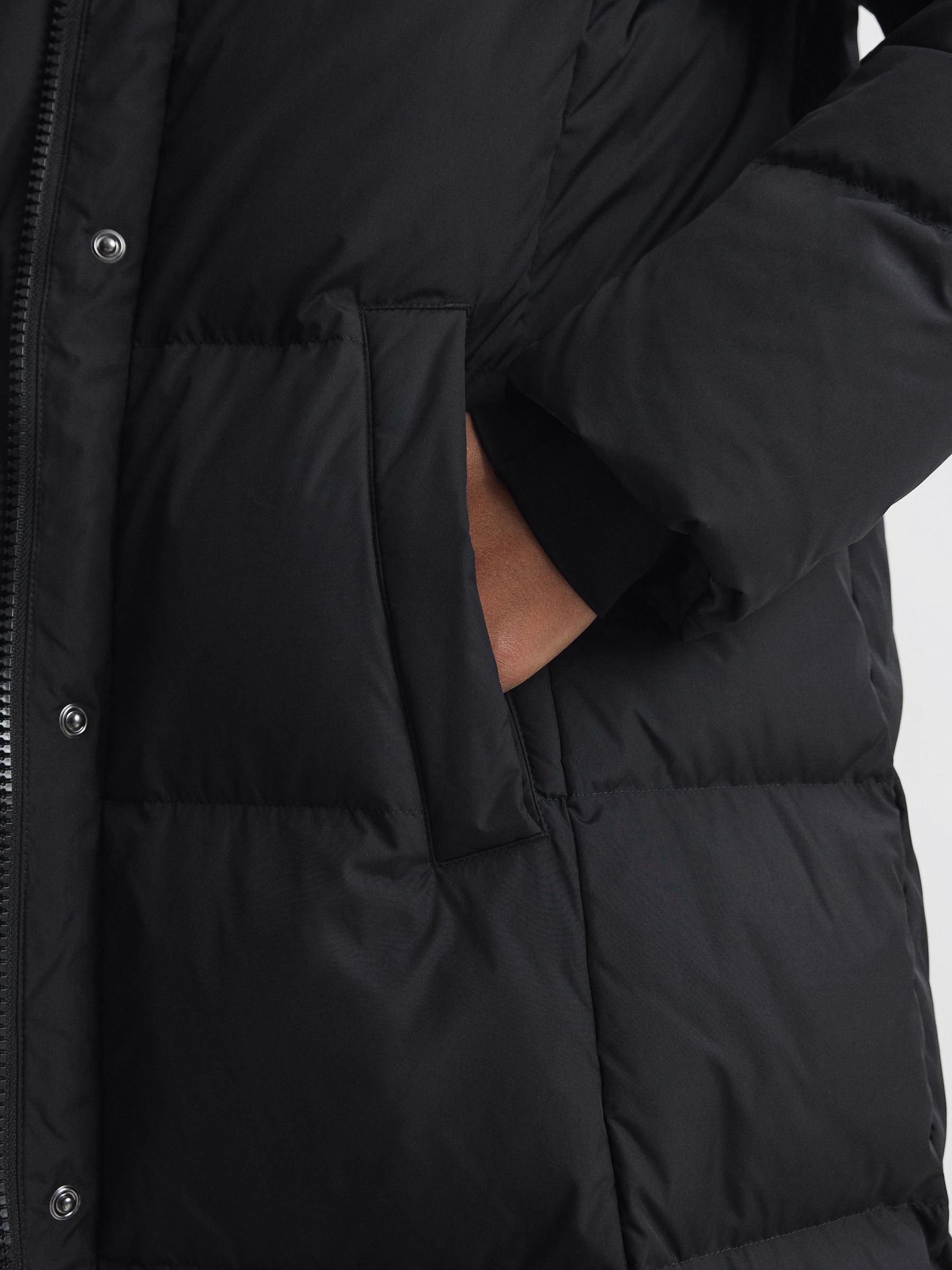 Long Belted Puffer Coat in Black - Image 5 of 6