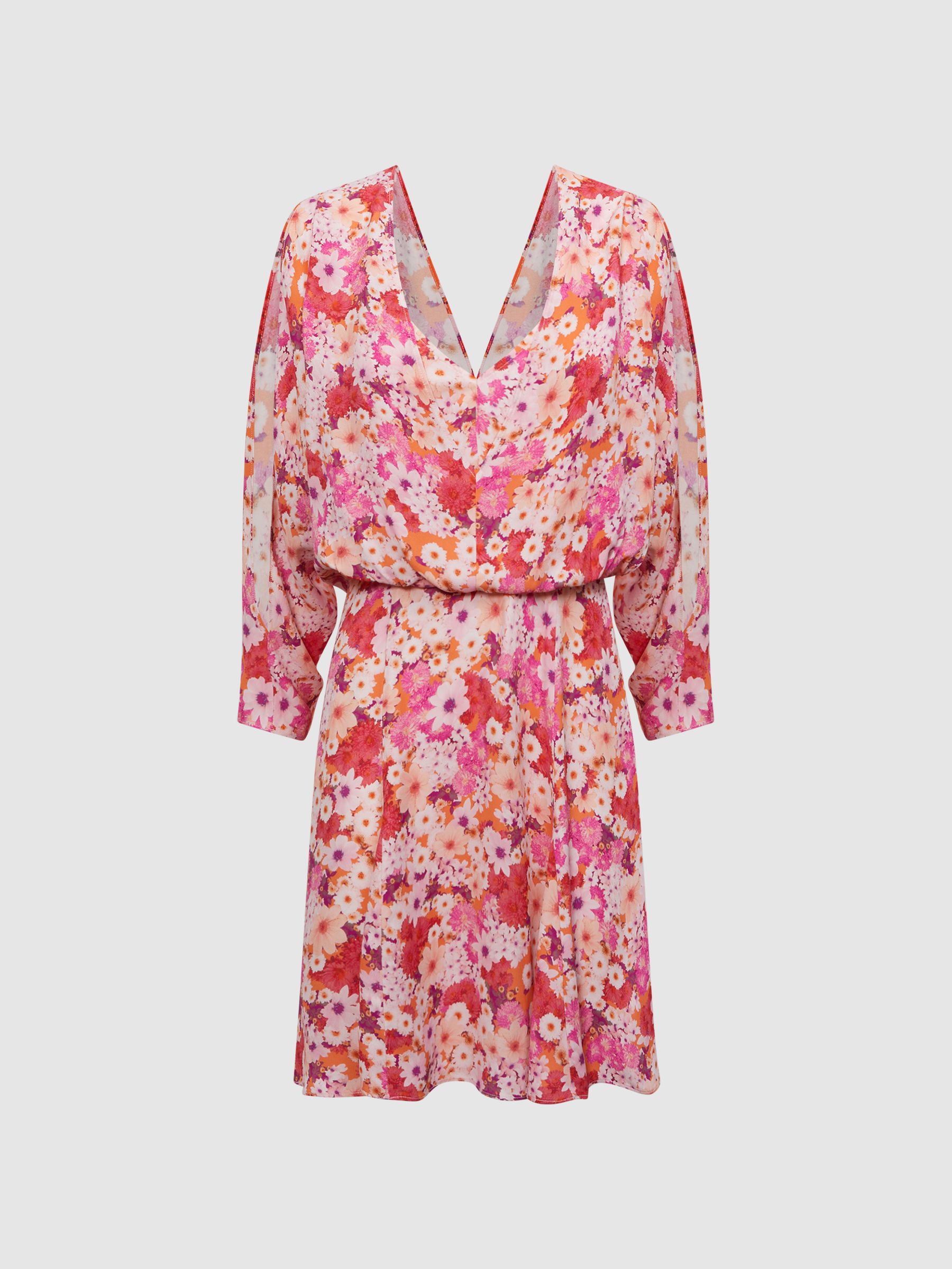 Open Back Split Sleeve Mini Dress in Pink - Image 2 of 5