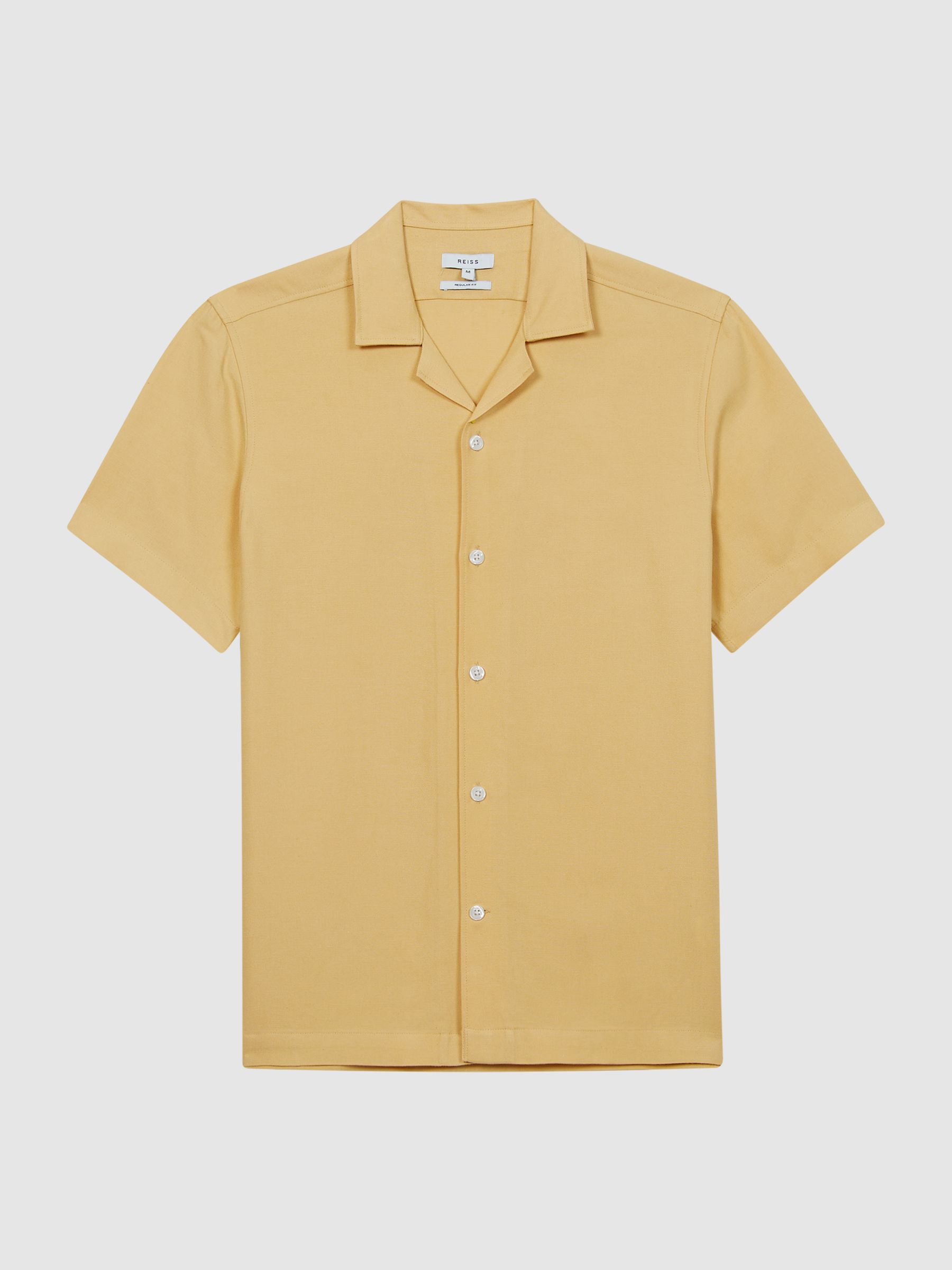 Linen Blend Cuban Collar Shirt in Lemon - Image 2 of 6 Linen Blend Cuban Collar Shirt in Lemon - Image 2 of 6
