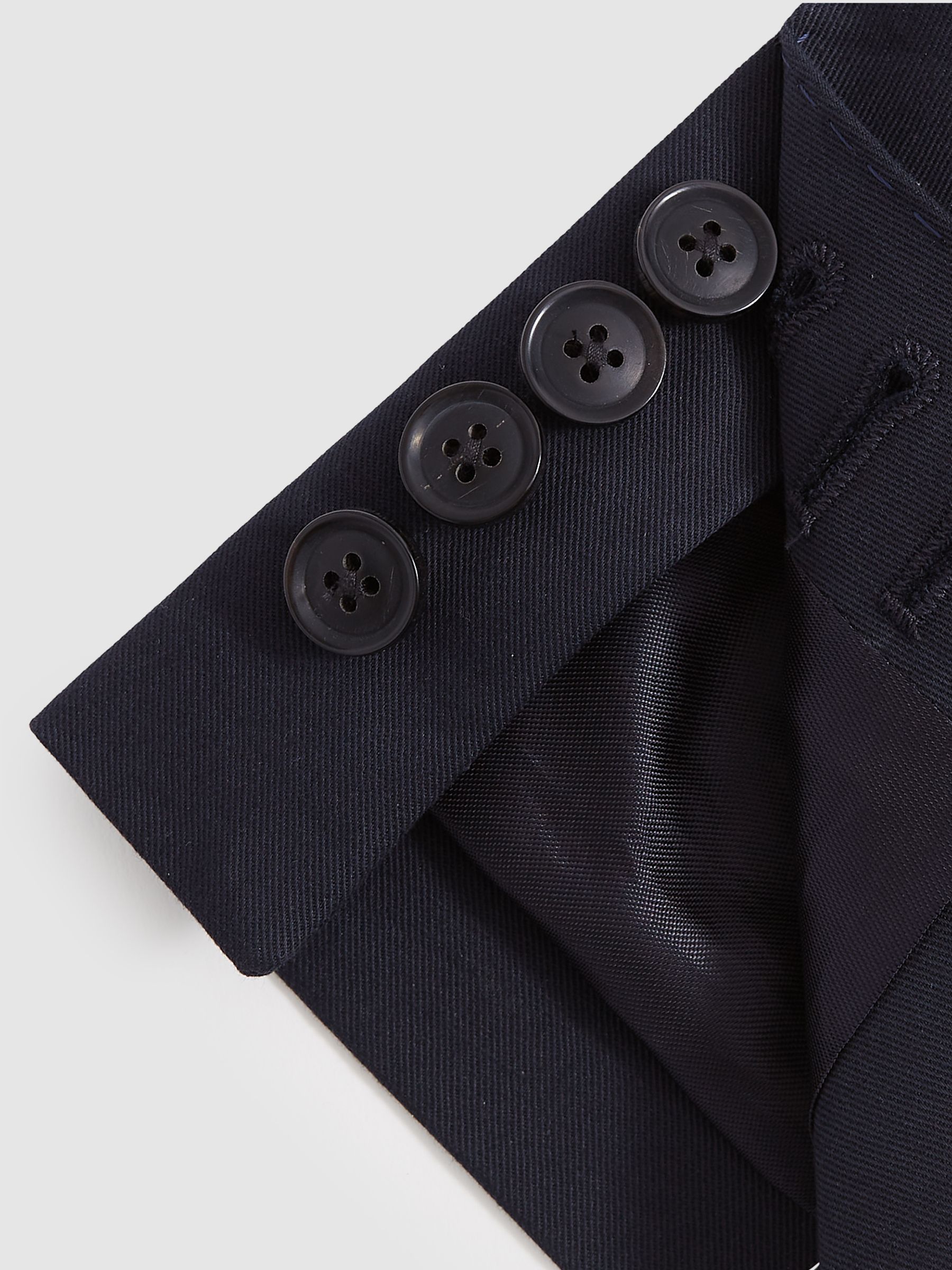 Class Navy Double Breasted Cotton-Linen Slim Fit Blazer - Image 10 of 11