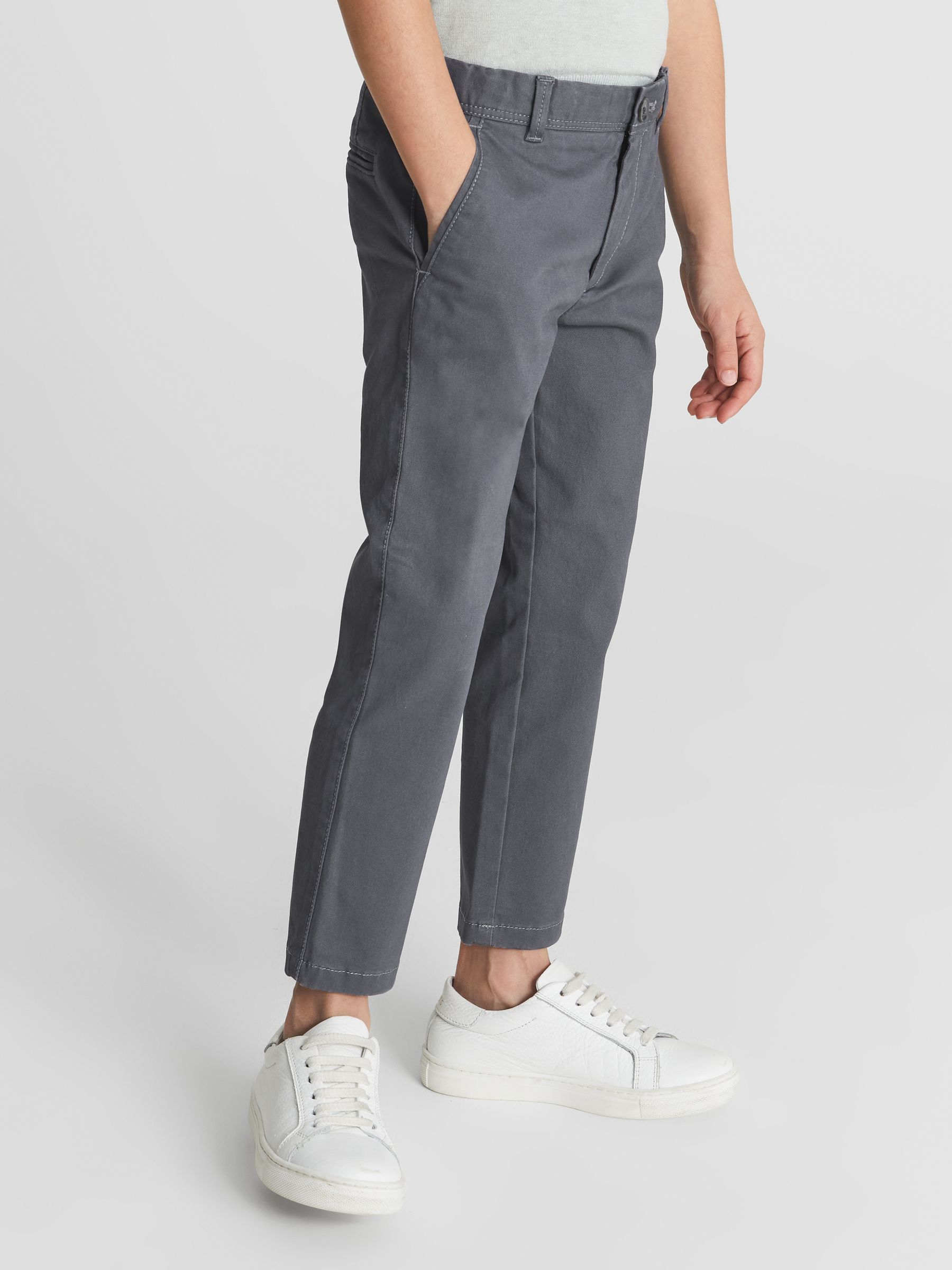 Slim Fit Casual Chinos in Airforce Blue - Image 3 of 6