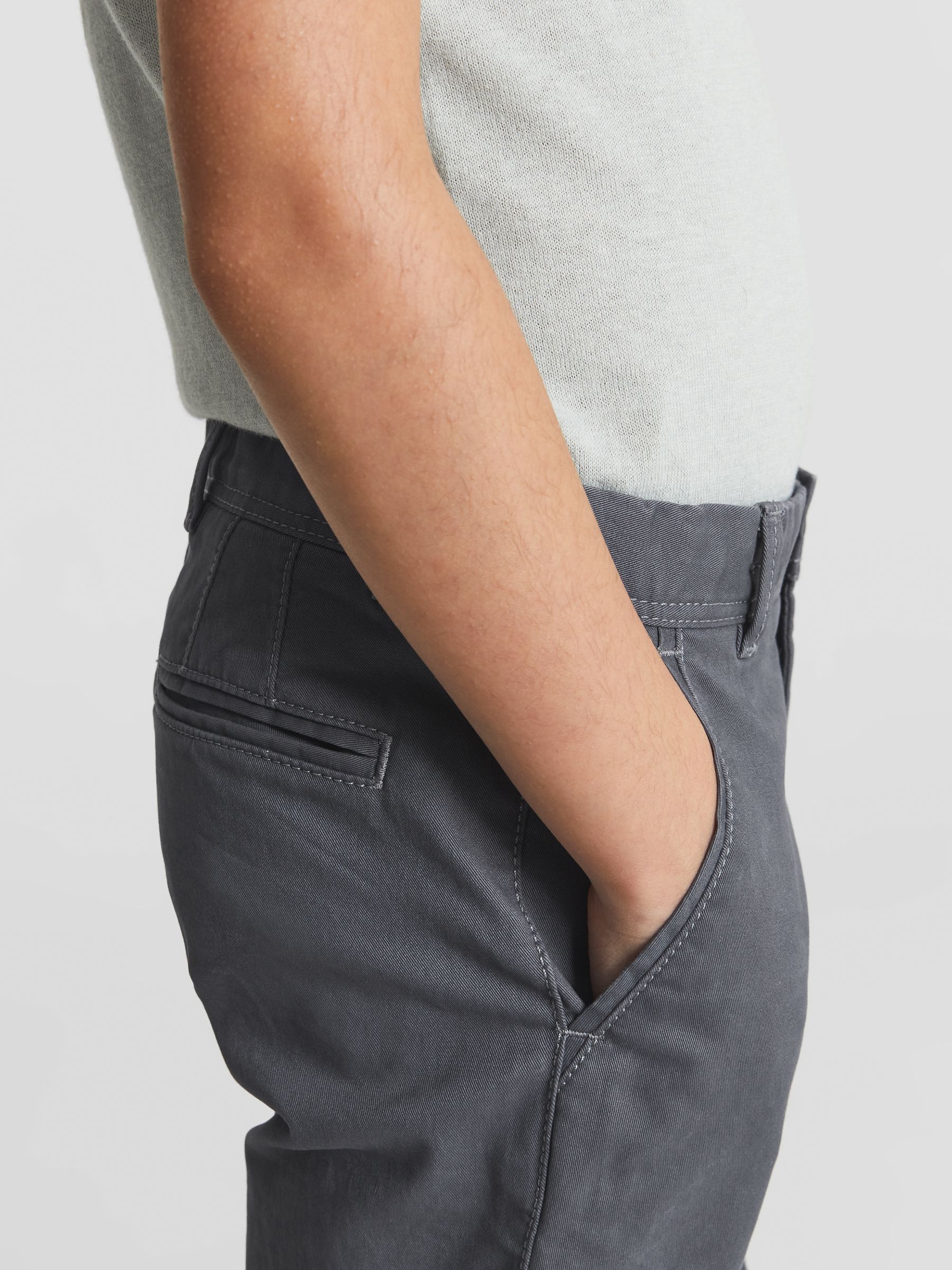 Slim Fit Casual Chinos in Airforce Blue - Image 4 of 6