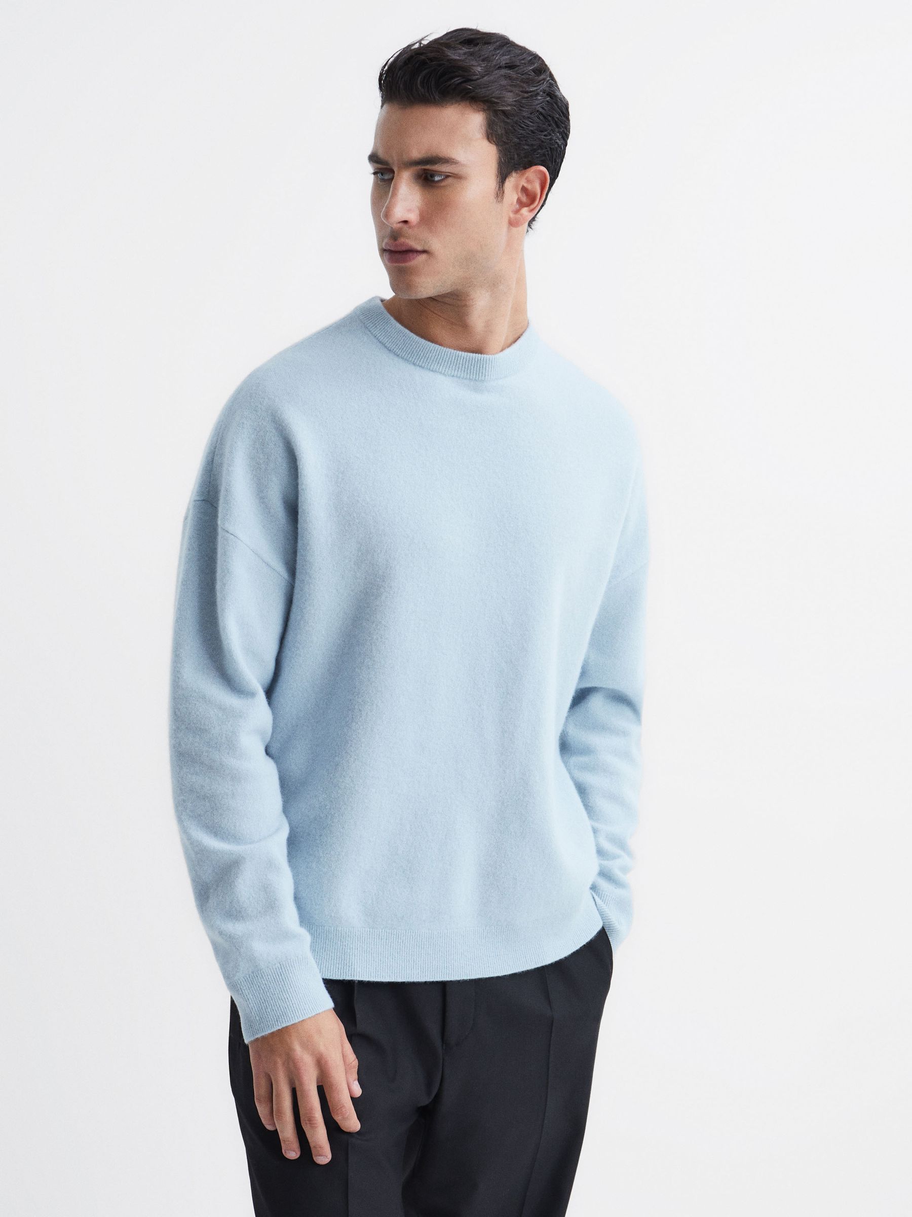 Merino Blend Crew Neck Jumper in Aquamarine - Image 1 of 6