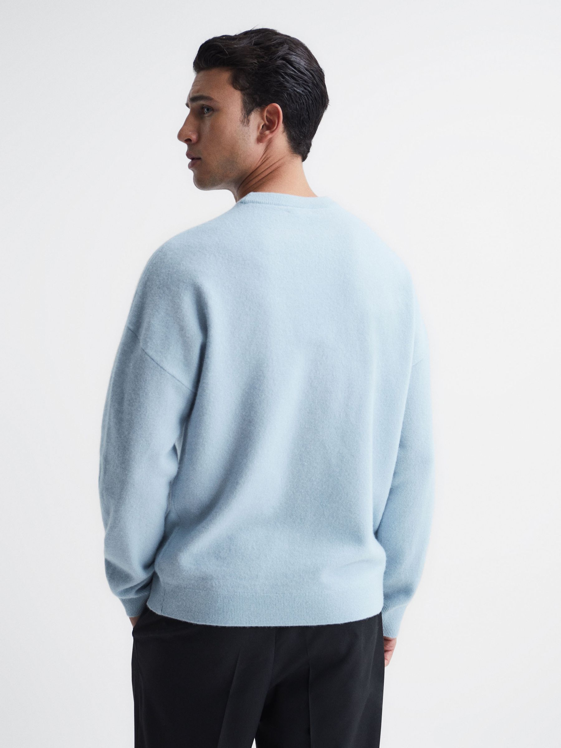 Merino Blend Crew Neck Jumper in Aquamarine - Image 5 of 6