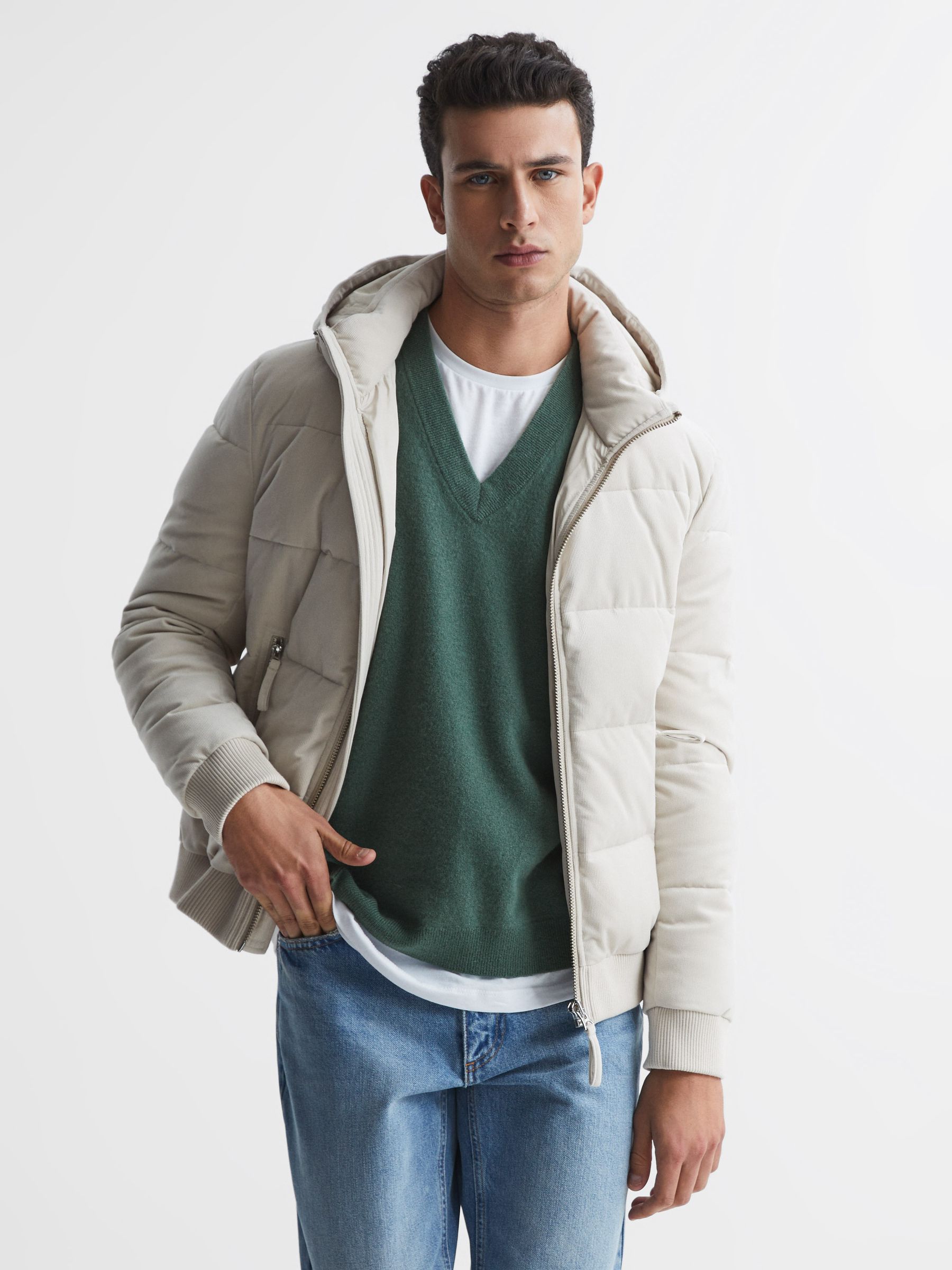 Wool Blend Sleeveless Knitted Vest in Pine Green - Image 7 of 7